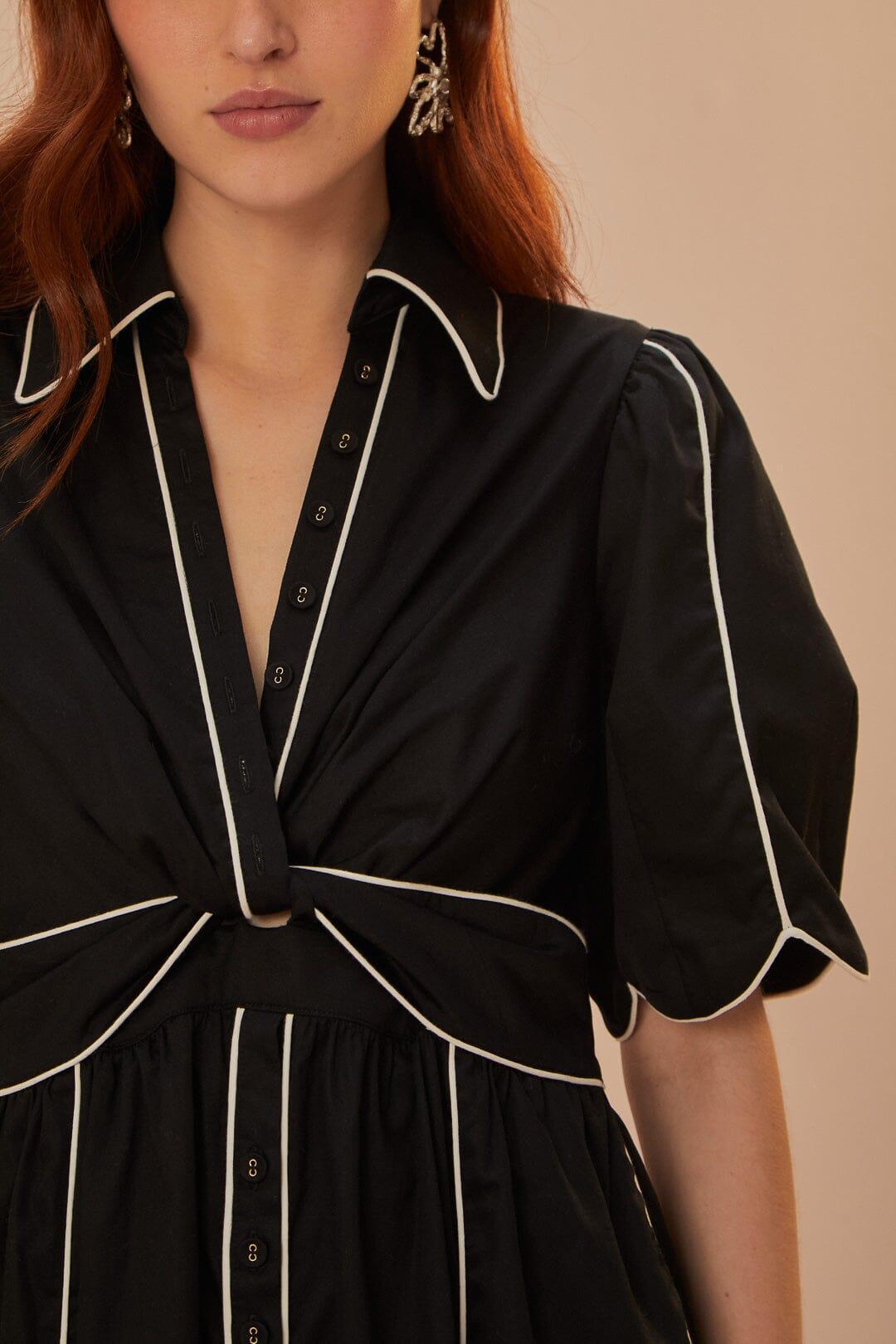 Black And White Short Sleeve Midi Dress, BLACK AND WHITE / M Product Image