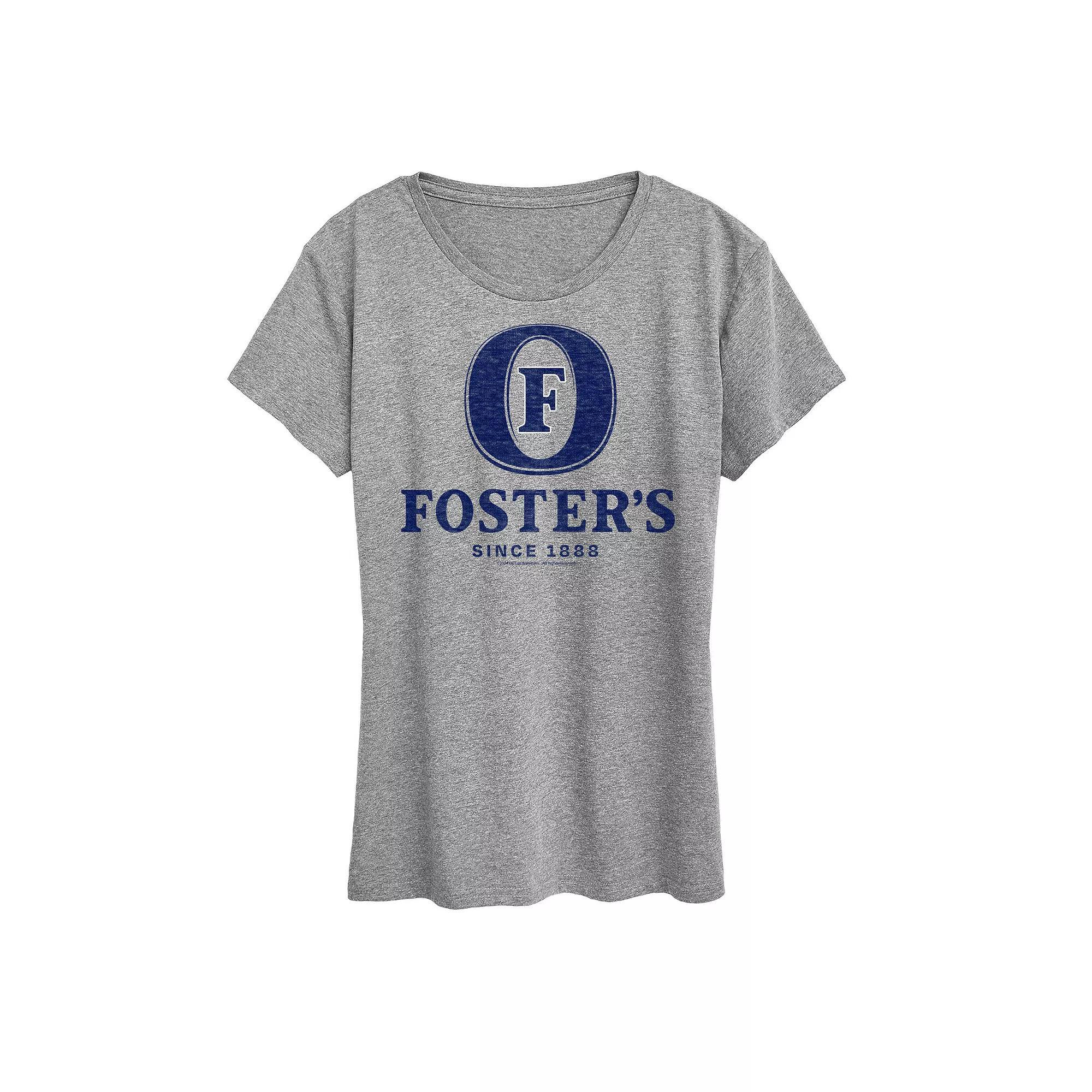 Womens Fosters Navy Blue Logo Graphic Tee Grey Gray Product Image