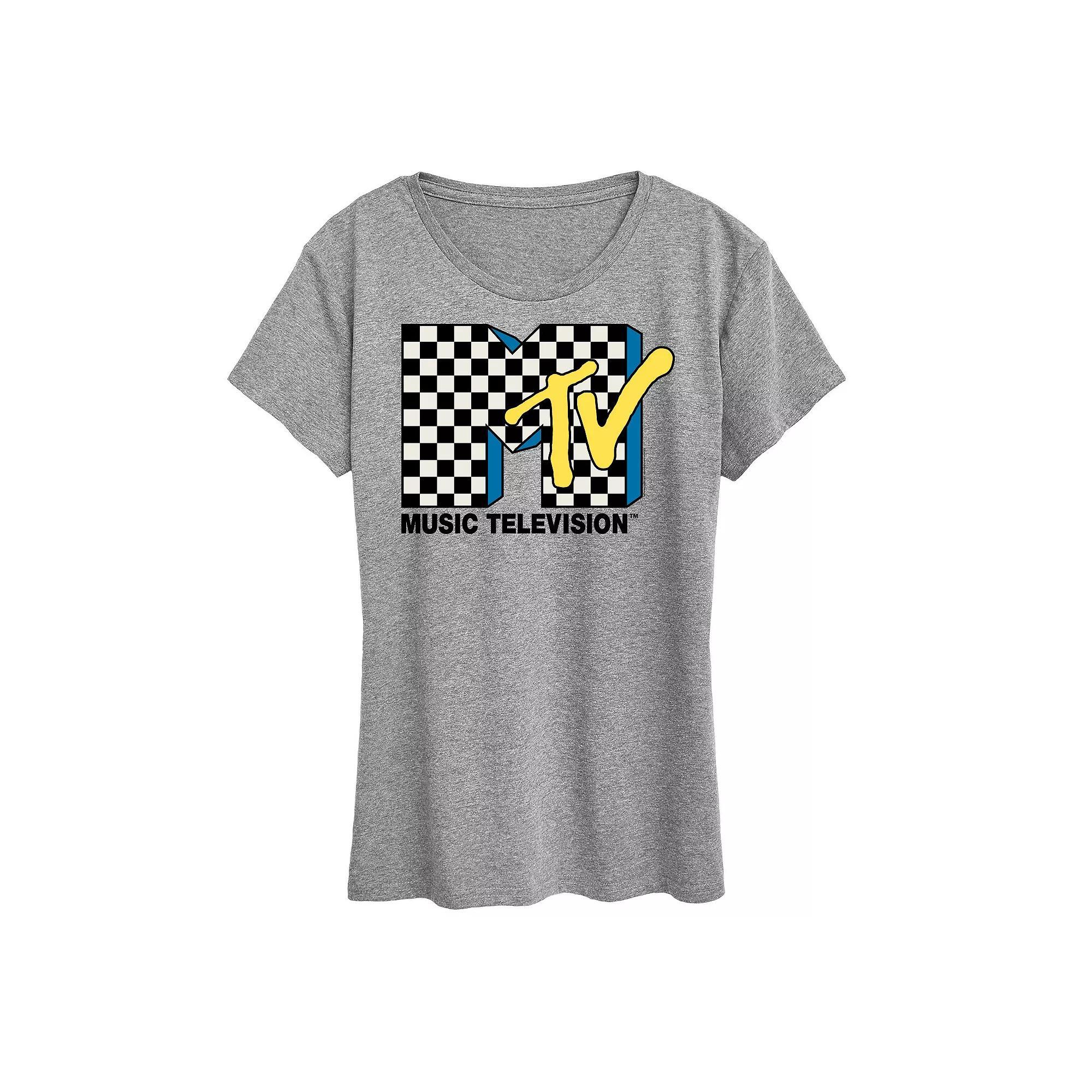 Womens MTV Checkered Logo Graphic Tee, Girls Product Image