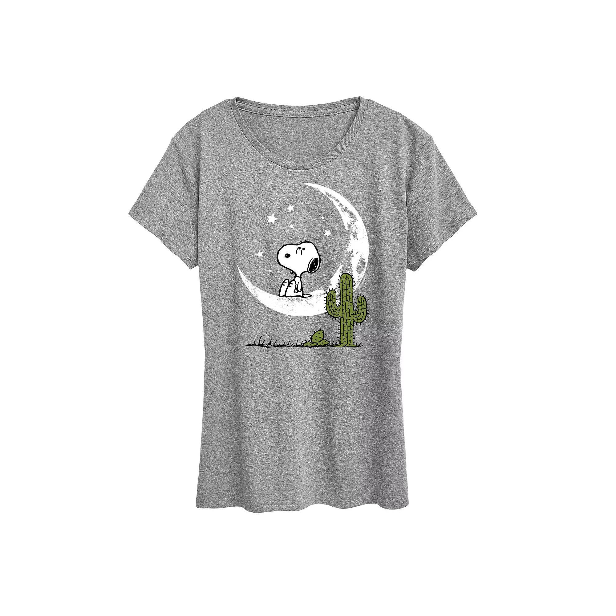 Womens Peanuts Snoopy Desert On Moon Graphic Tee, Girls Grey Gray Product Image