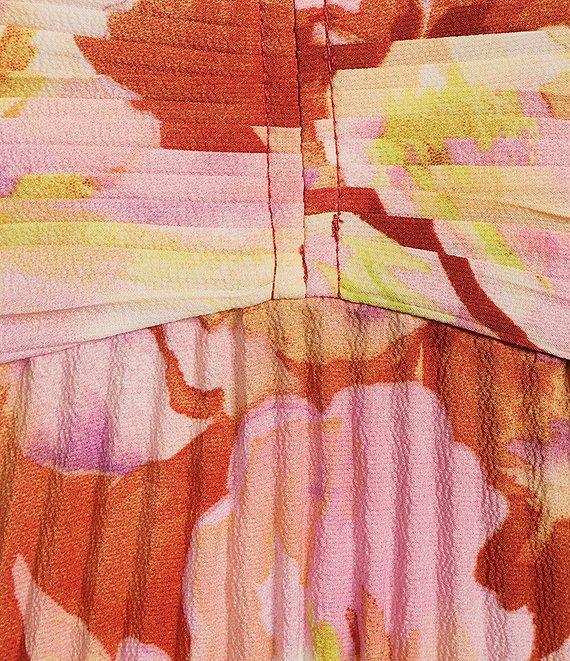 ASTR the Label Blythe Floral Print V Neck Sleeveless Pleated Midi Dress Product Image