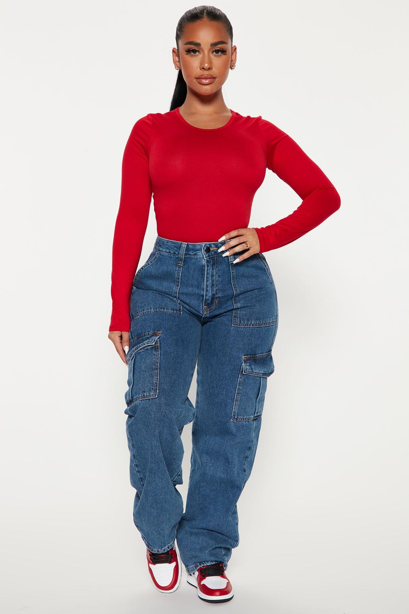 Don't Be Basic Bodysuit - Red Product Image