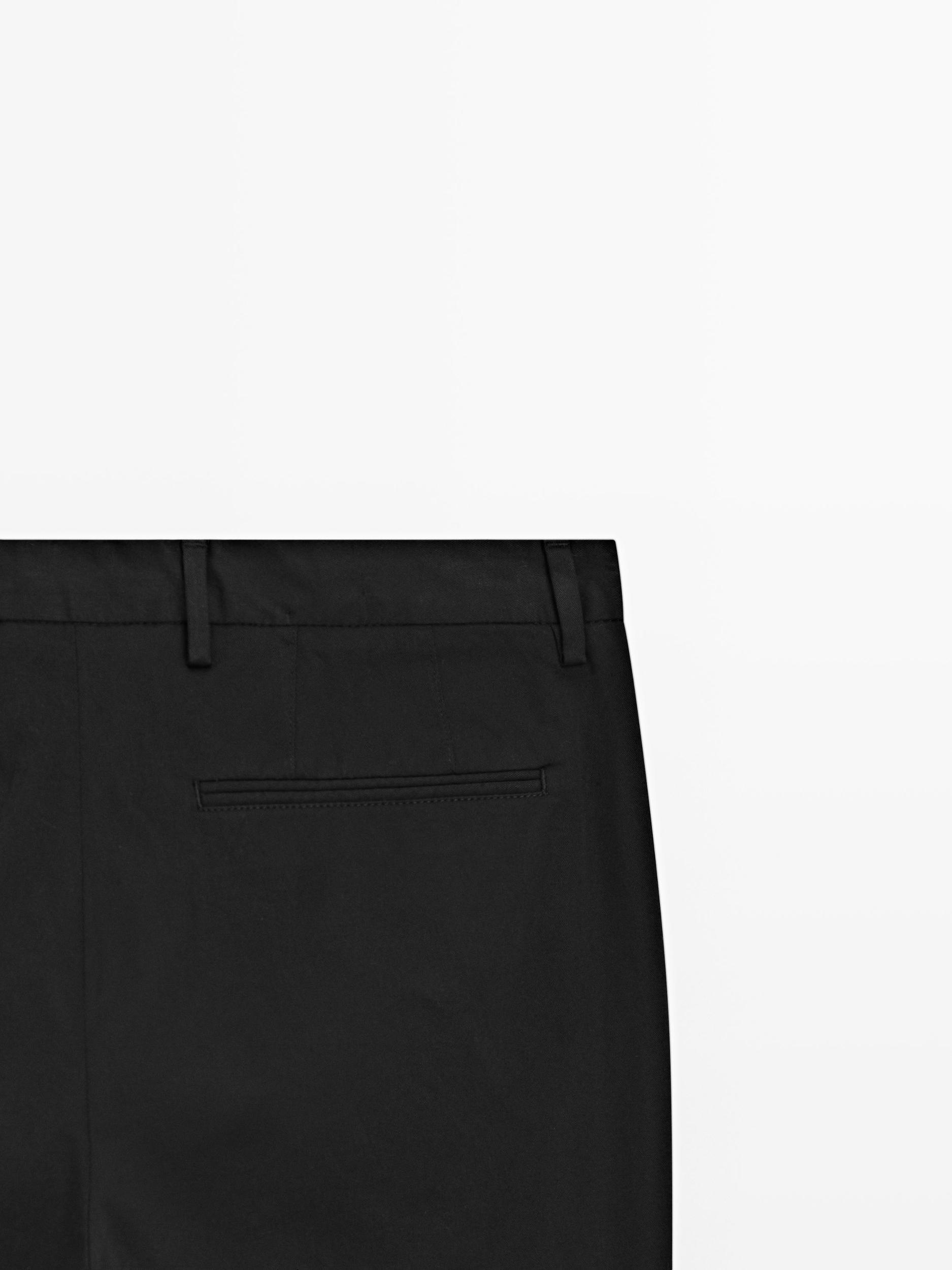 Cotton blend slim fit trousers Product Image