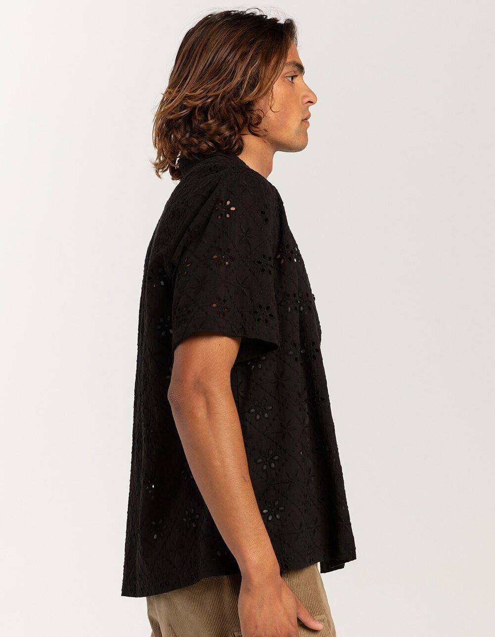 RSQ Mens Eyelet Camp Shirt - BLACK Product Image