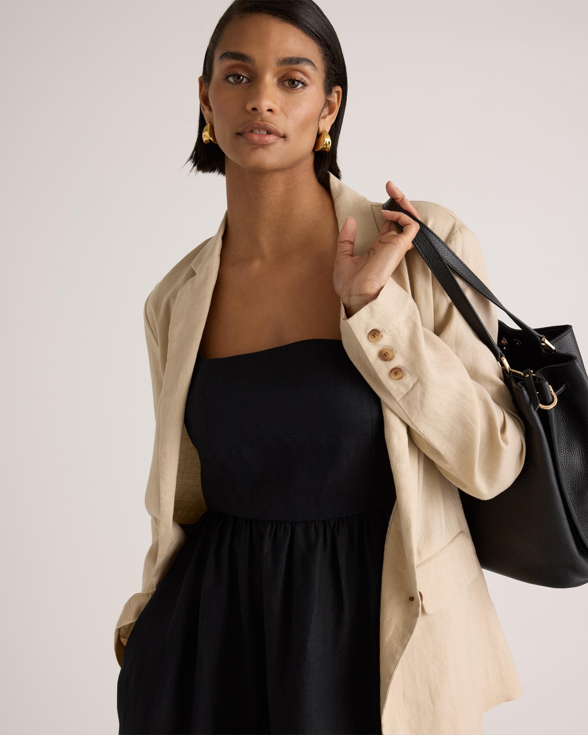 Quince | Women's 100% European Linen Fit & Flare Midi Dress Product Image