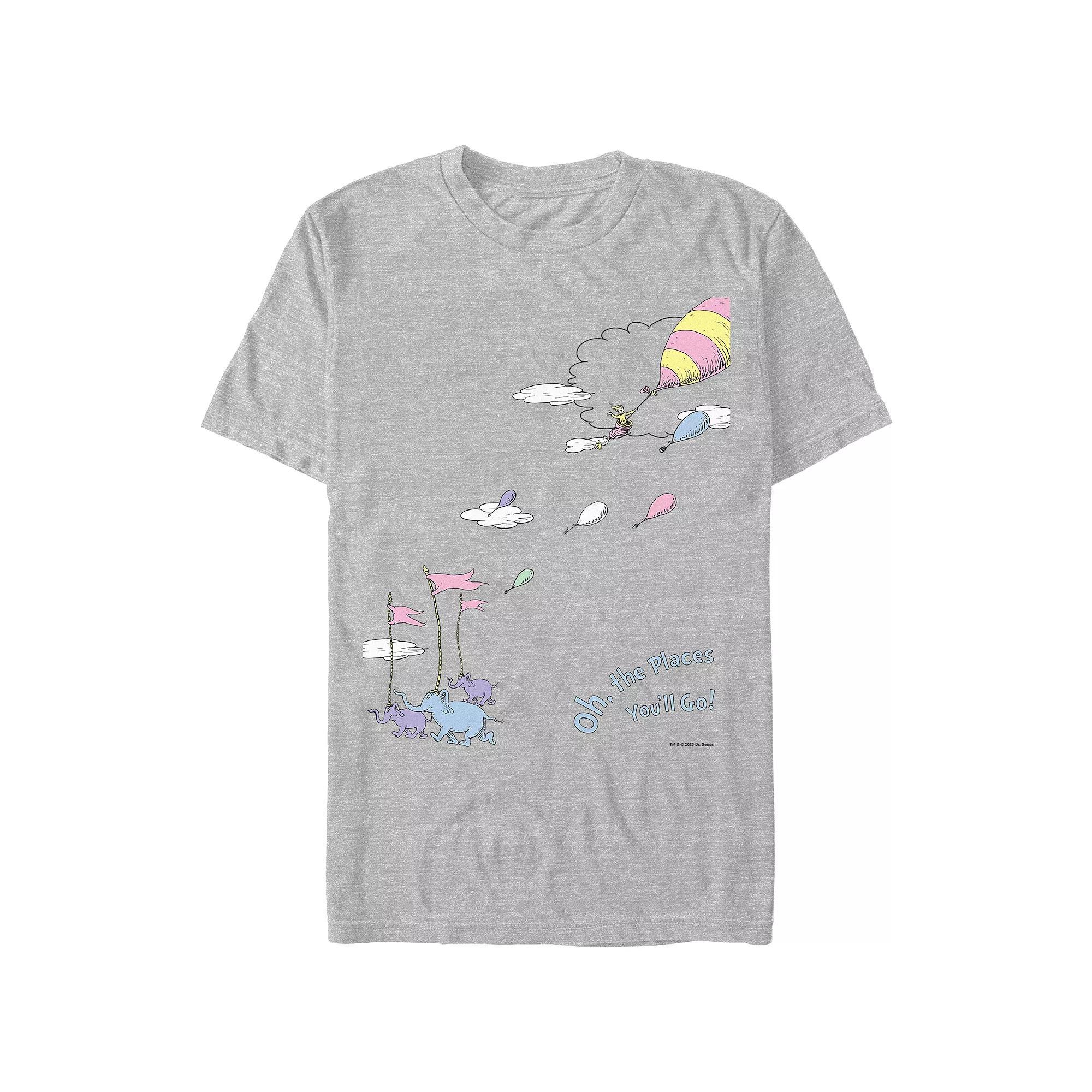 Men's Dr. Seuss Oh The Places You'll Go Graphic Tee, Size: Small, Athletic Grey Product Image