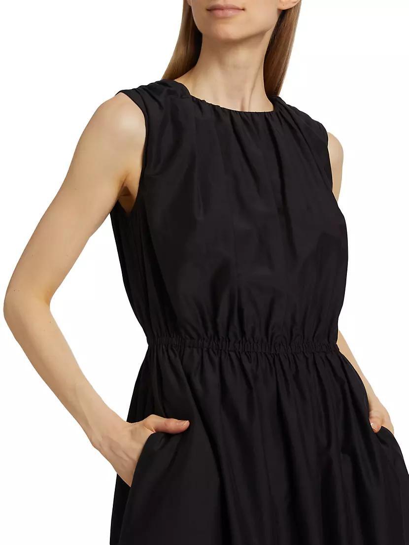Aphrodite Gathered Cotton-Silk Midi-Dress Product Image