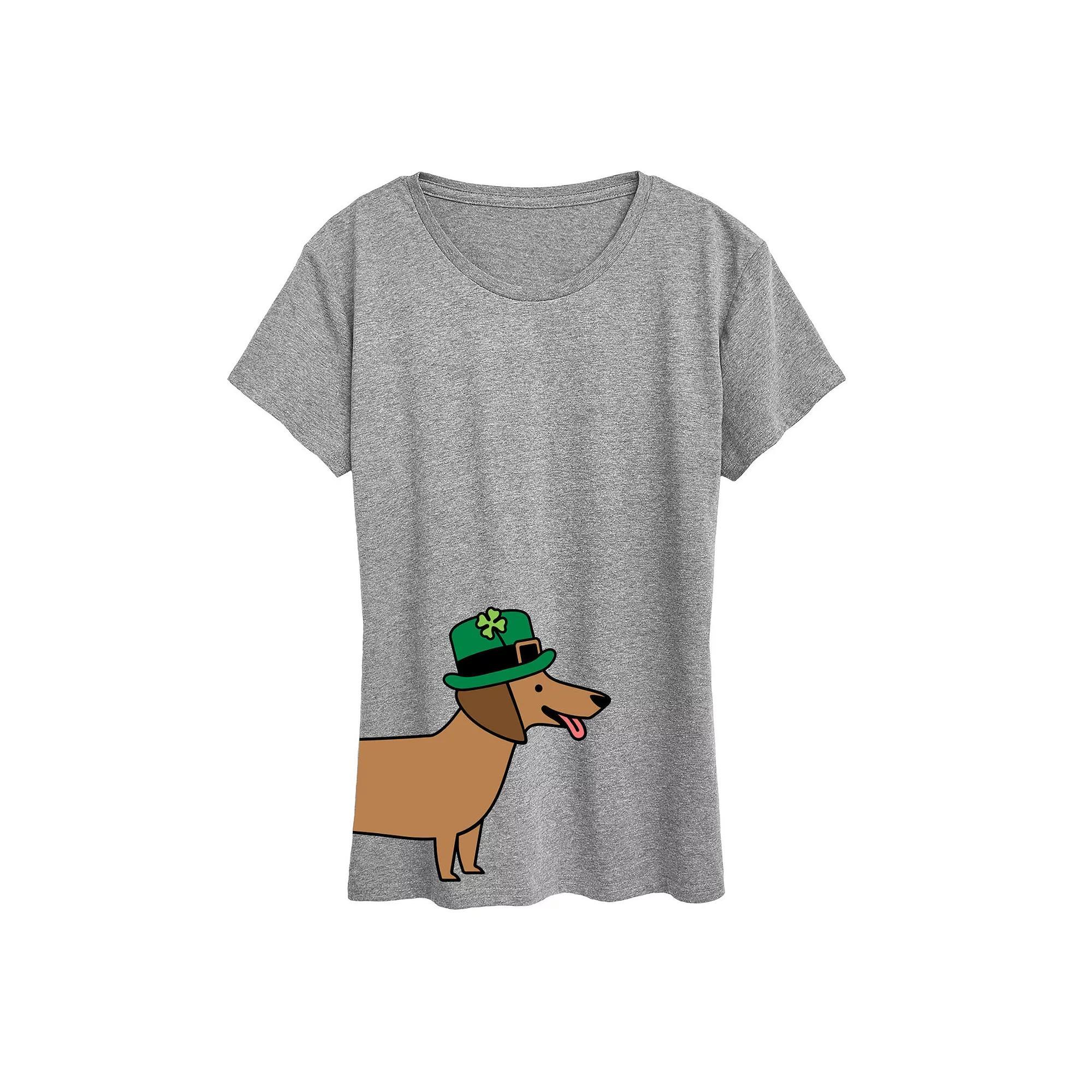 Women's St. Patrick's Day Dachsund Graphic Tee, Girl's, Size: XXL, Grey Gray Product Image