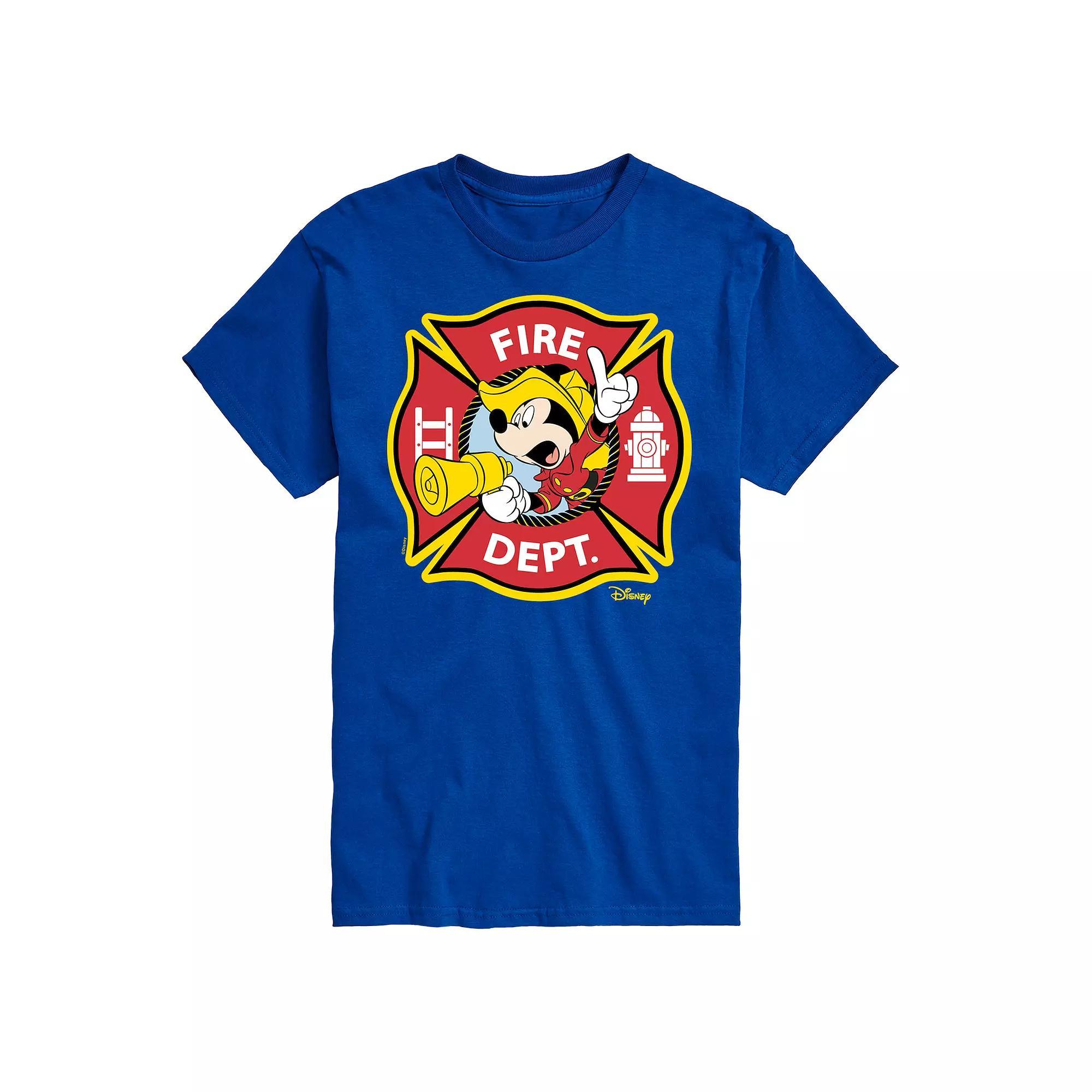 Disneys Mickey Mouse Mens Fire Dept. Badge Graphic Tee Product Image