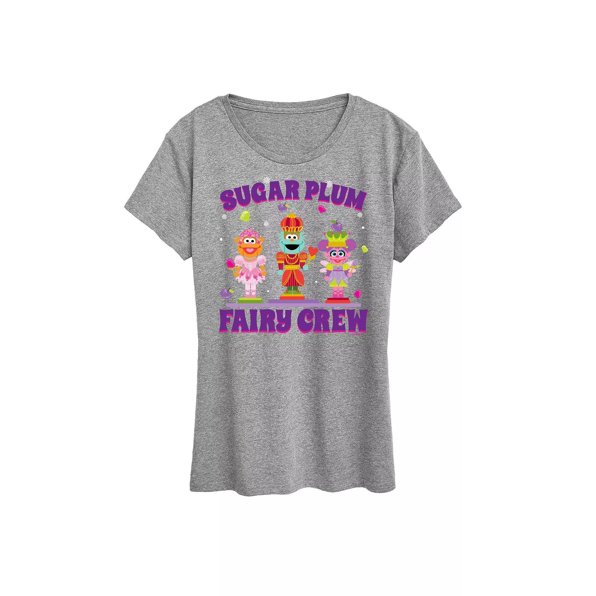 Womens Sesame Street Sugar Plum Crew Graphic Tee, Girls Grey Gray Product Image