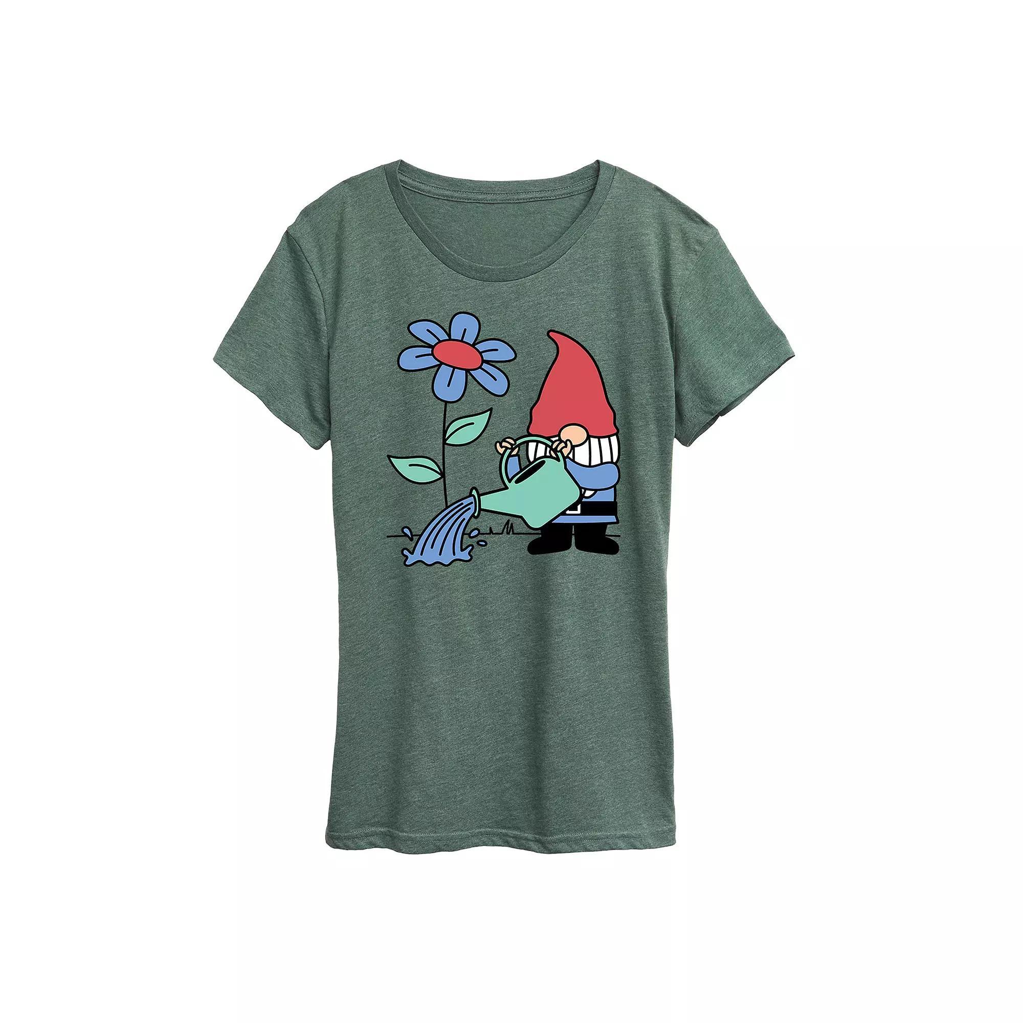 Womens Gardening Gnome Graphic Tee Grey Gray Product Image