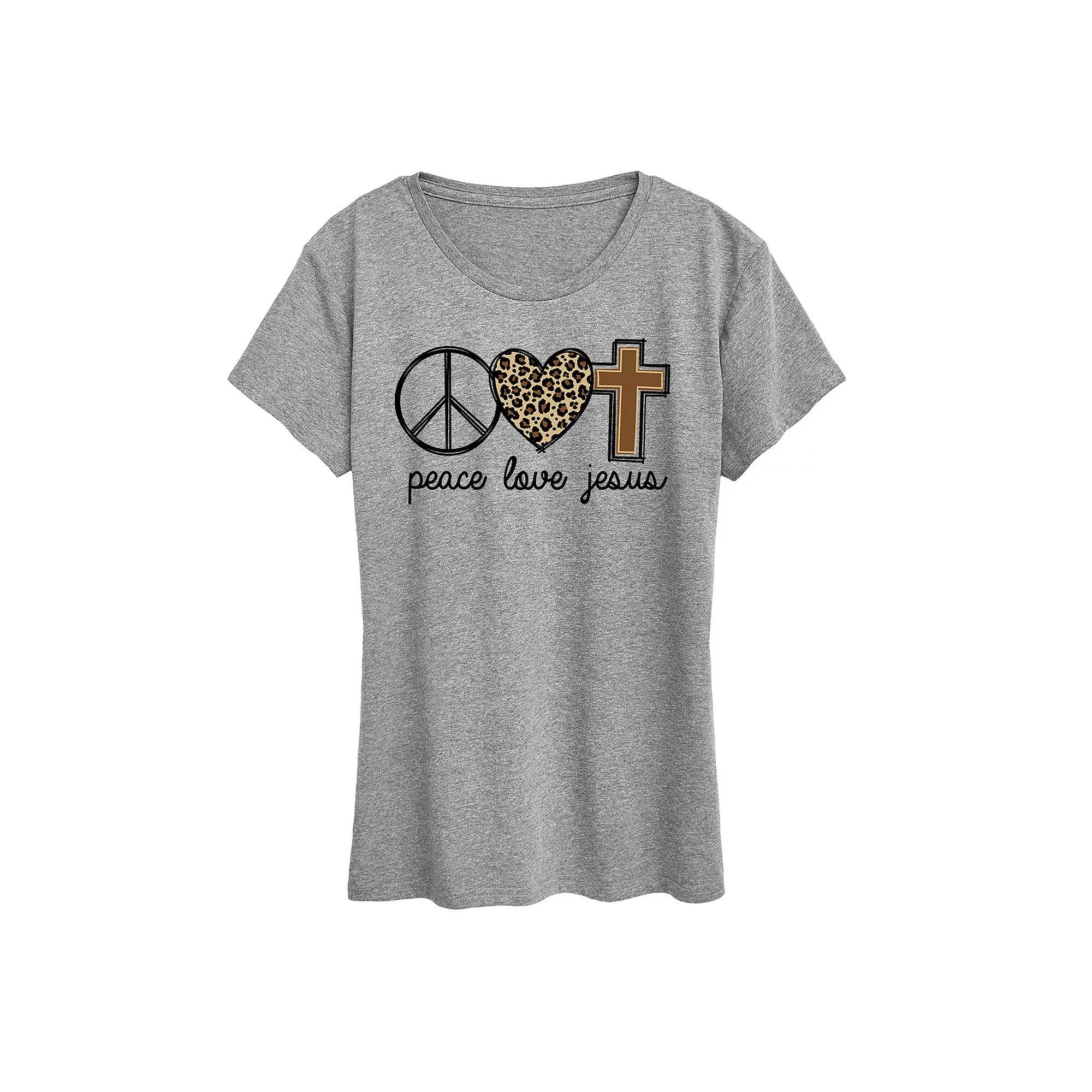 Womens Peace Love Jesus Graphic Tee Grey Gray Product Image