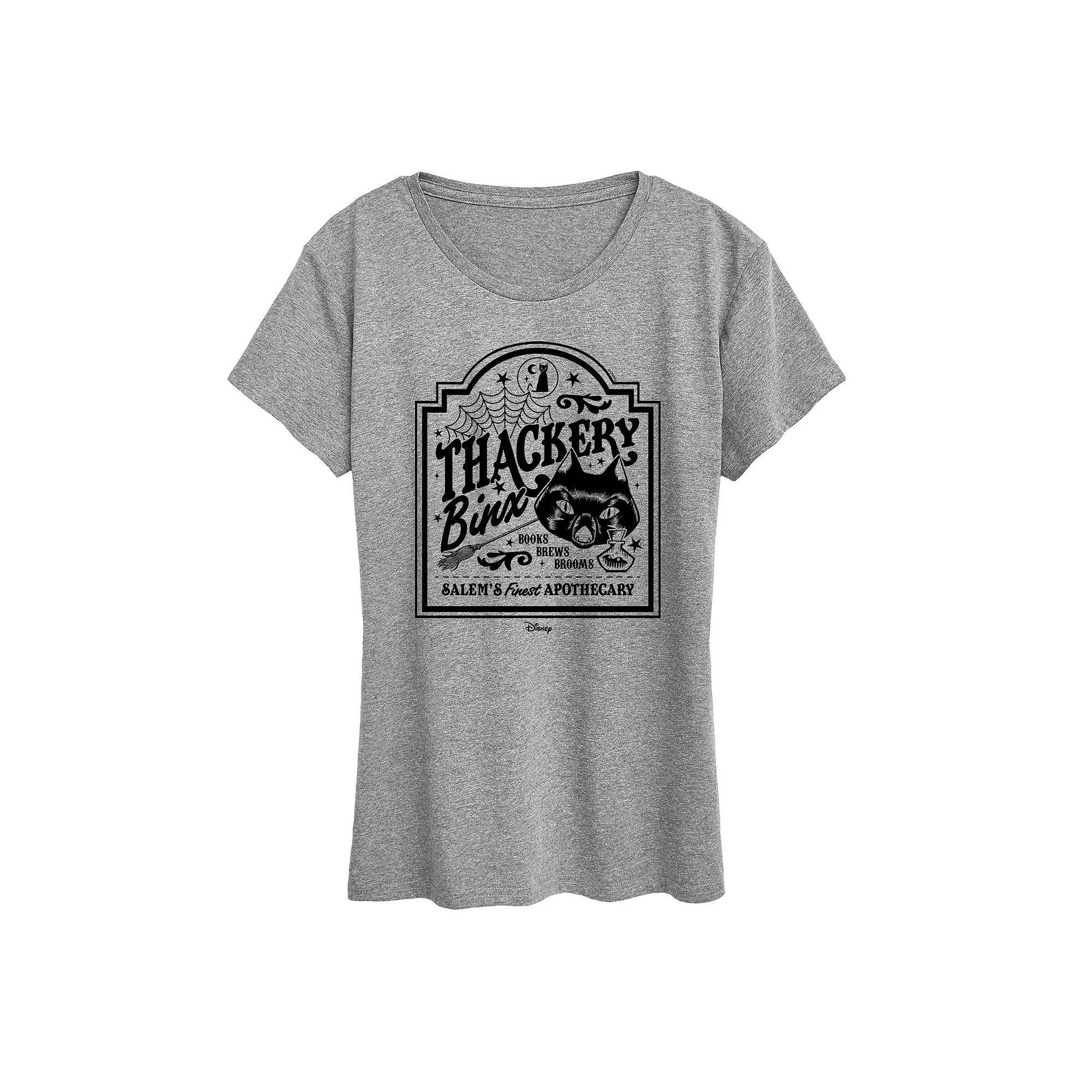 Disneys Hocus Pocus Womens Binx Business Sign Graphic Tee Grey Gray Product Image