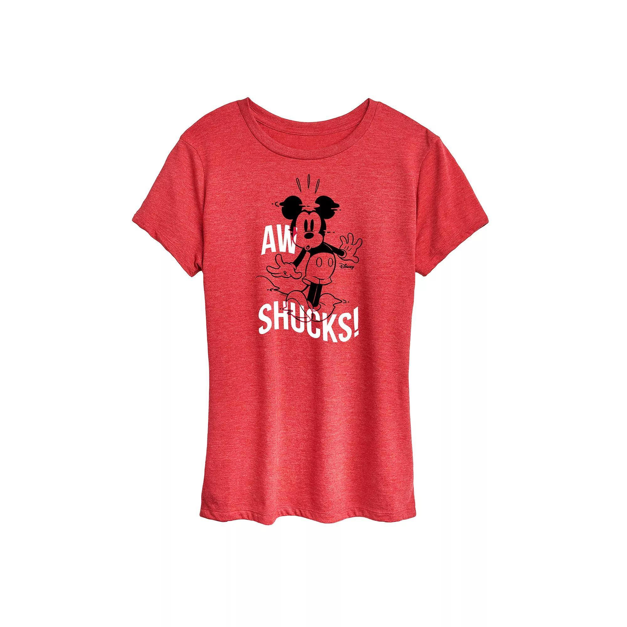 Disney's Mickey Mouse Women's Ah Shucks Graphic Tee, Size: XL, Grey Red Product Image