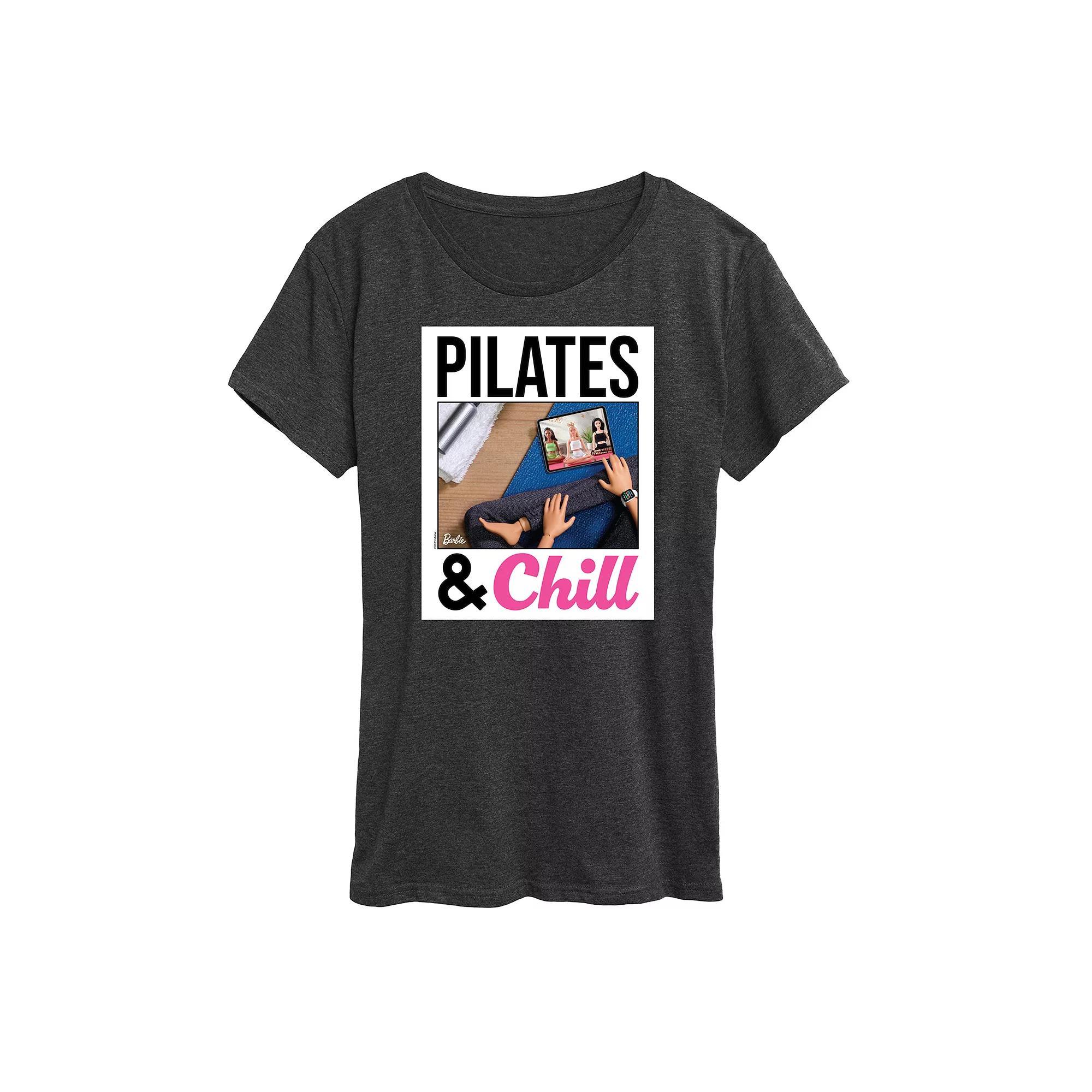 Womens Barbie Pilates And Chill Graphic Tee Heather Grey Product Image
