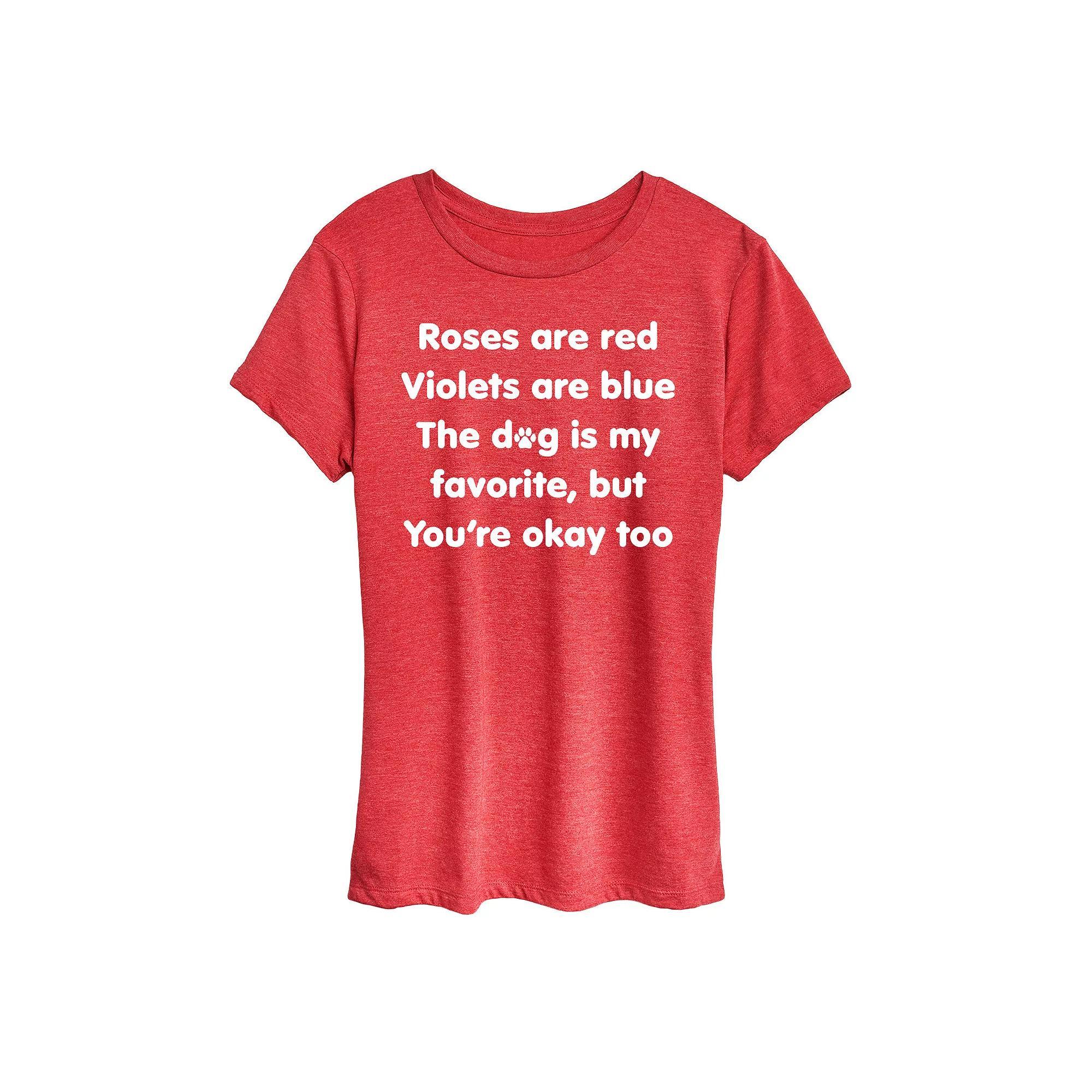 Disneys Mickey & Minnie Mouse Womens Jolly Happy Merry Graphic Tee Grey Red Product Image