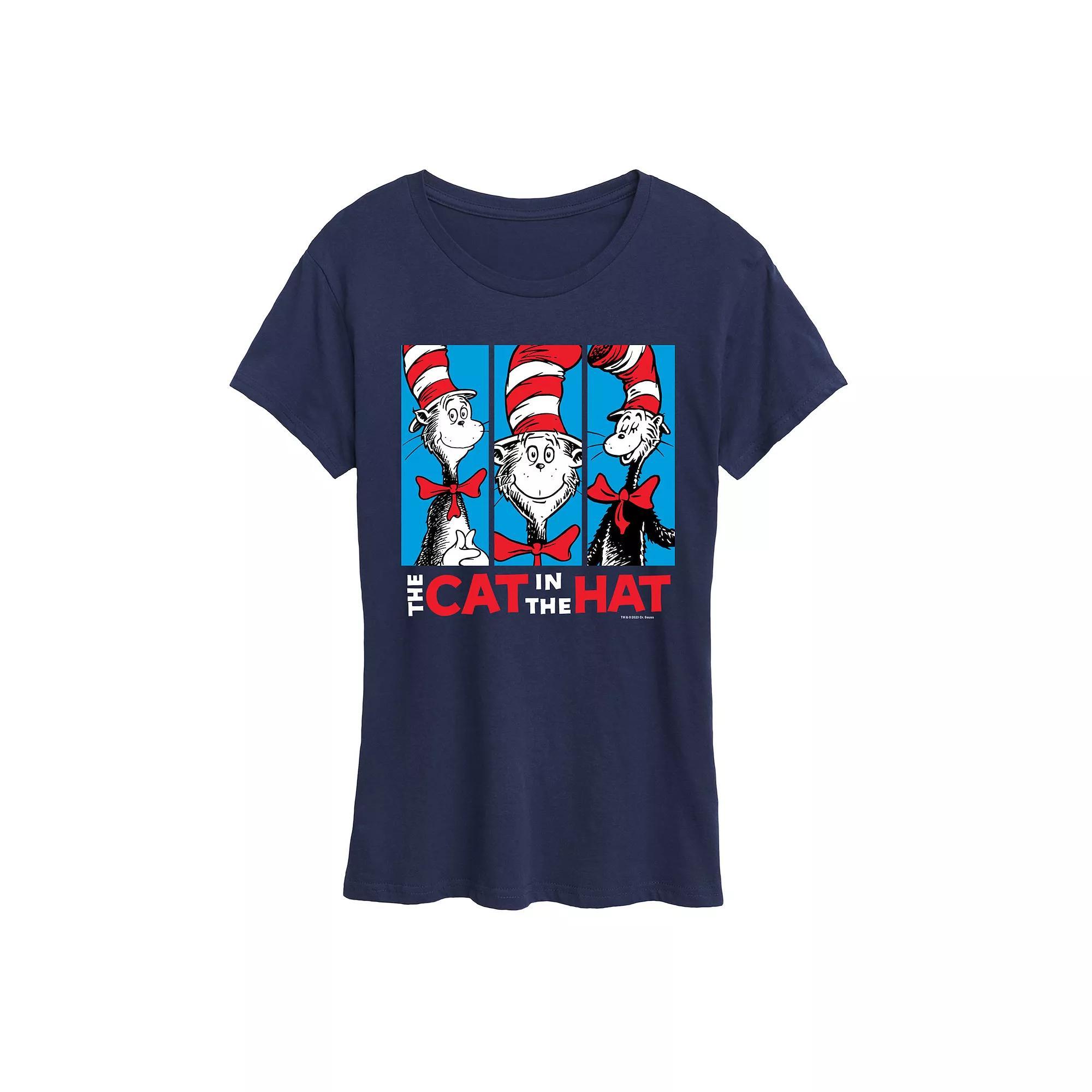 Womens Dr. Seuss Cat In The Hat Graphic Tee Grey Gray Product Image