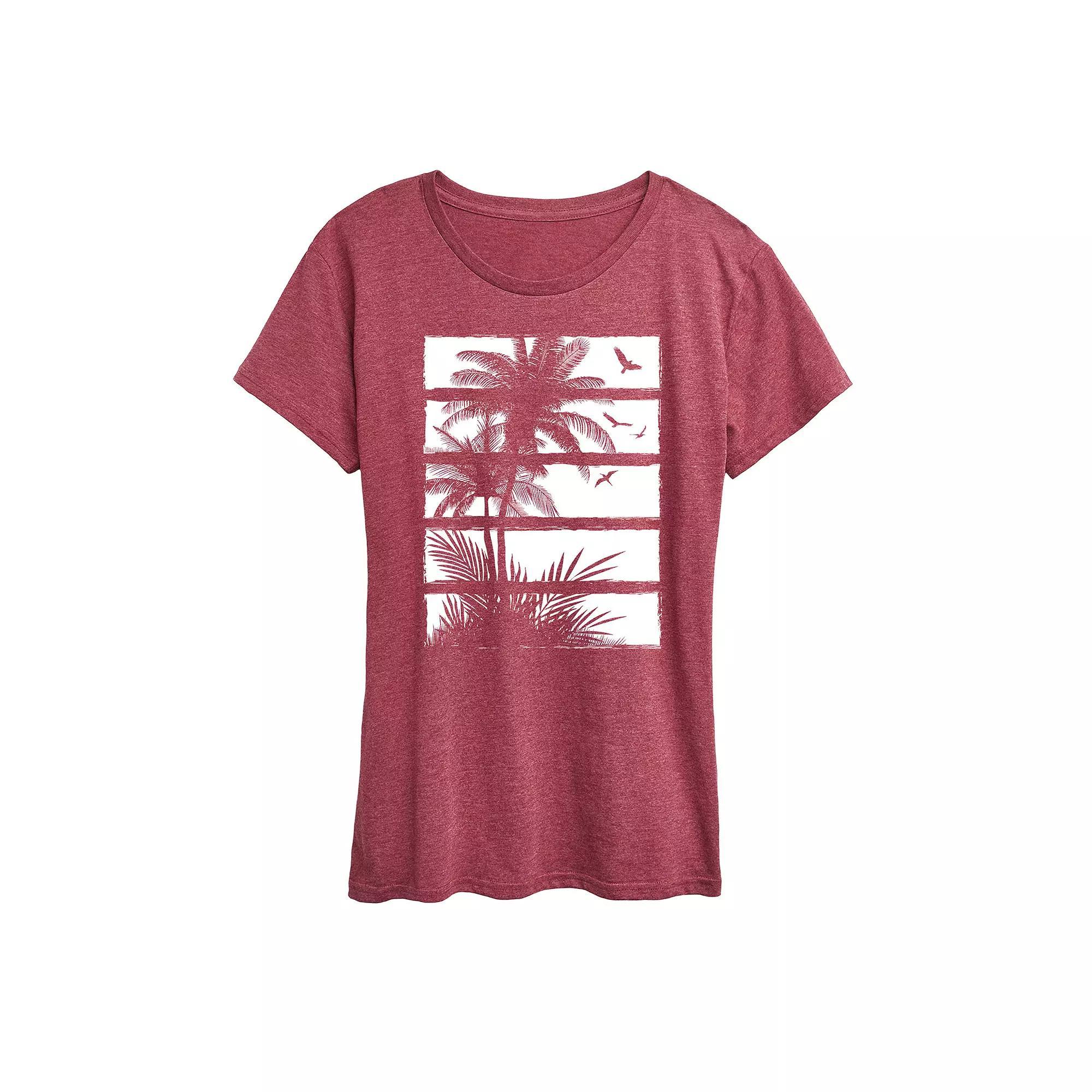 Womens Palm Tree Silhouette Panels Graphic Tee Blue Product Image