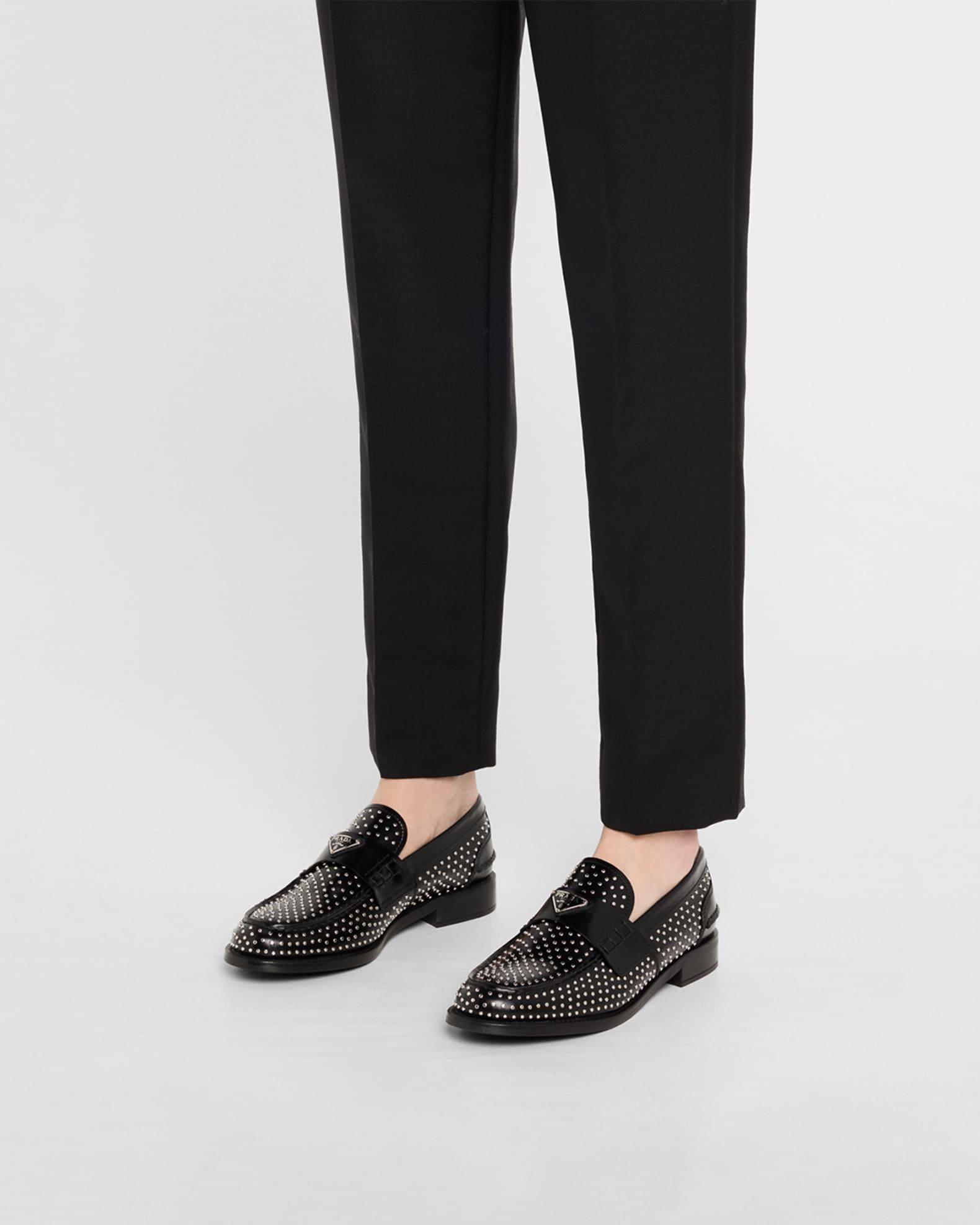 Spazzolato Leather Studded Loafers Product Image