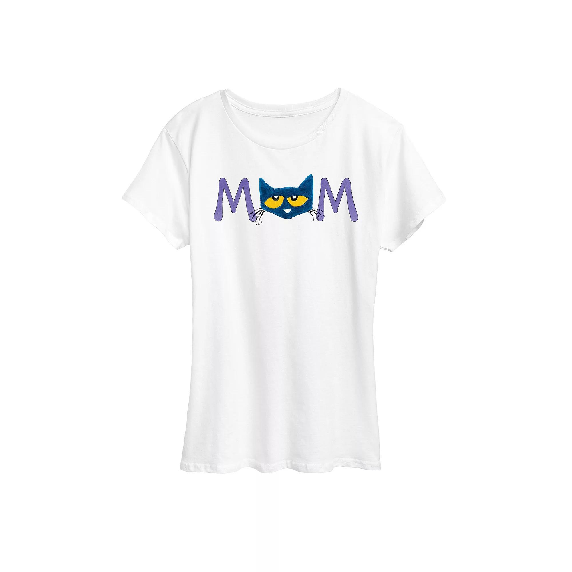 Womens Pete the Cat Face Mom Graphic Tee Product Image