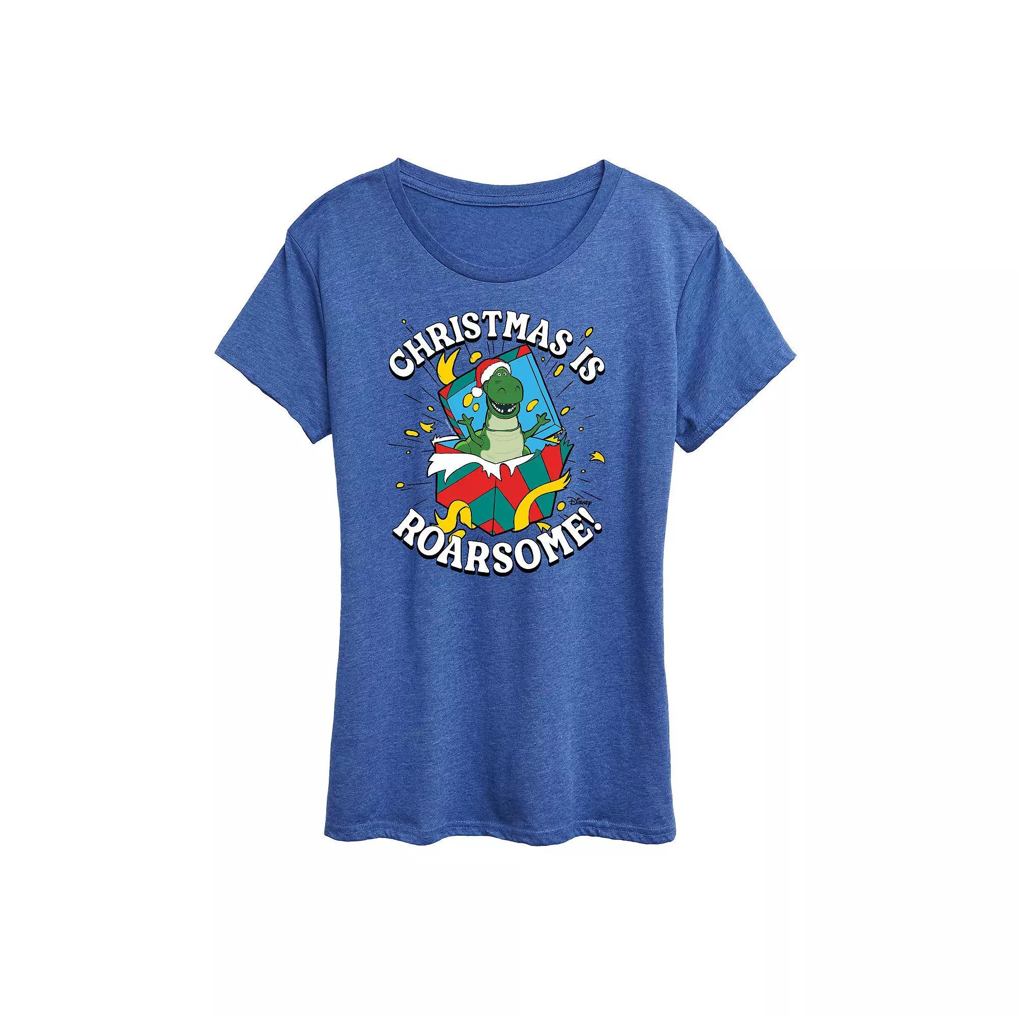 Disney / Pixars Toy Story Womens Christmas Is Roarsome Graphic Tee, Girls Grey Gray Product Image