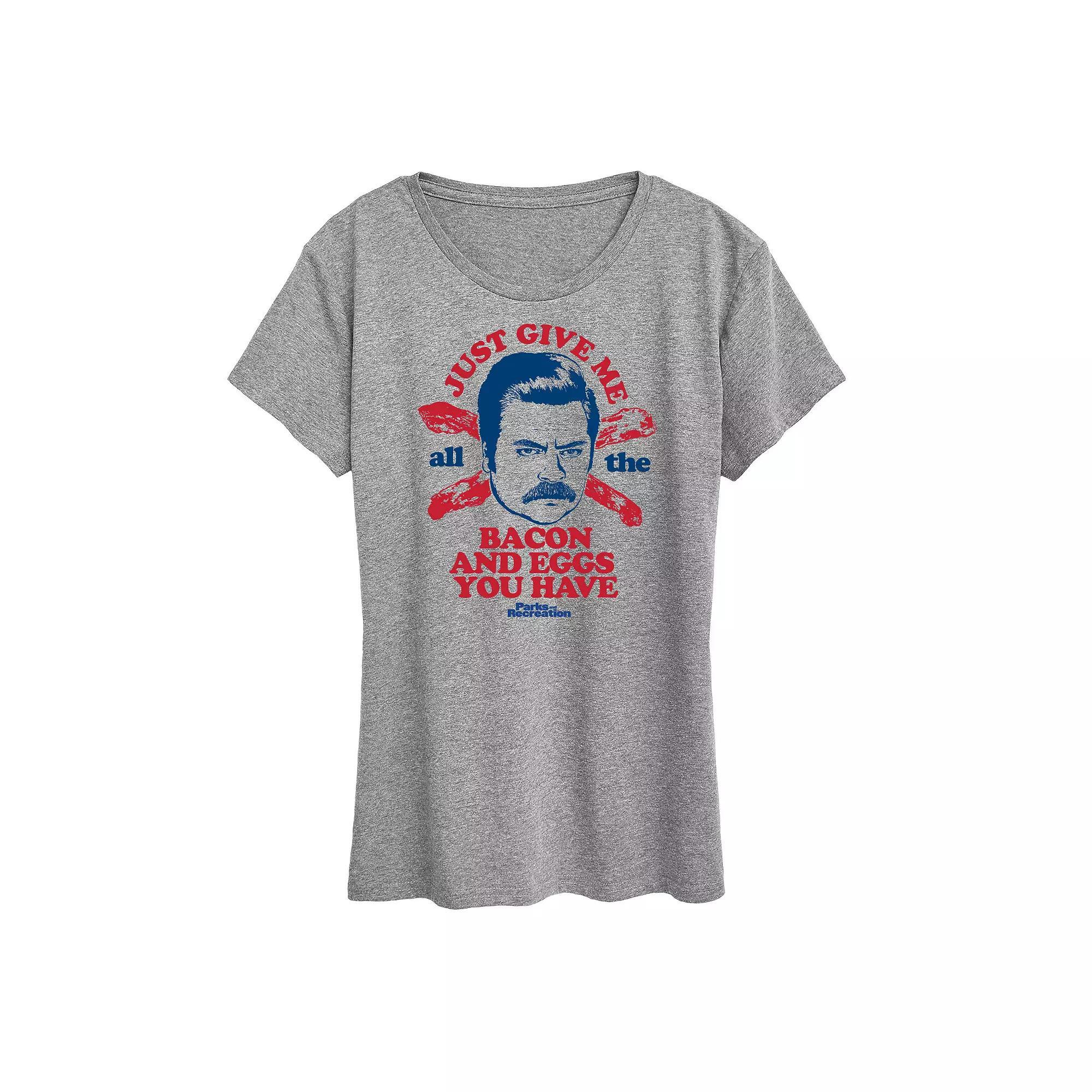 Womens Parks & Rec Ron Bacon Eggs Graphic Tee, Girls Product Image