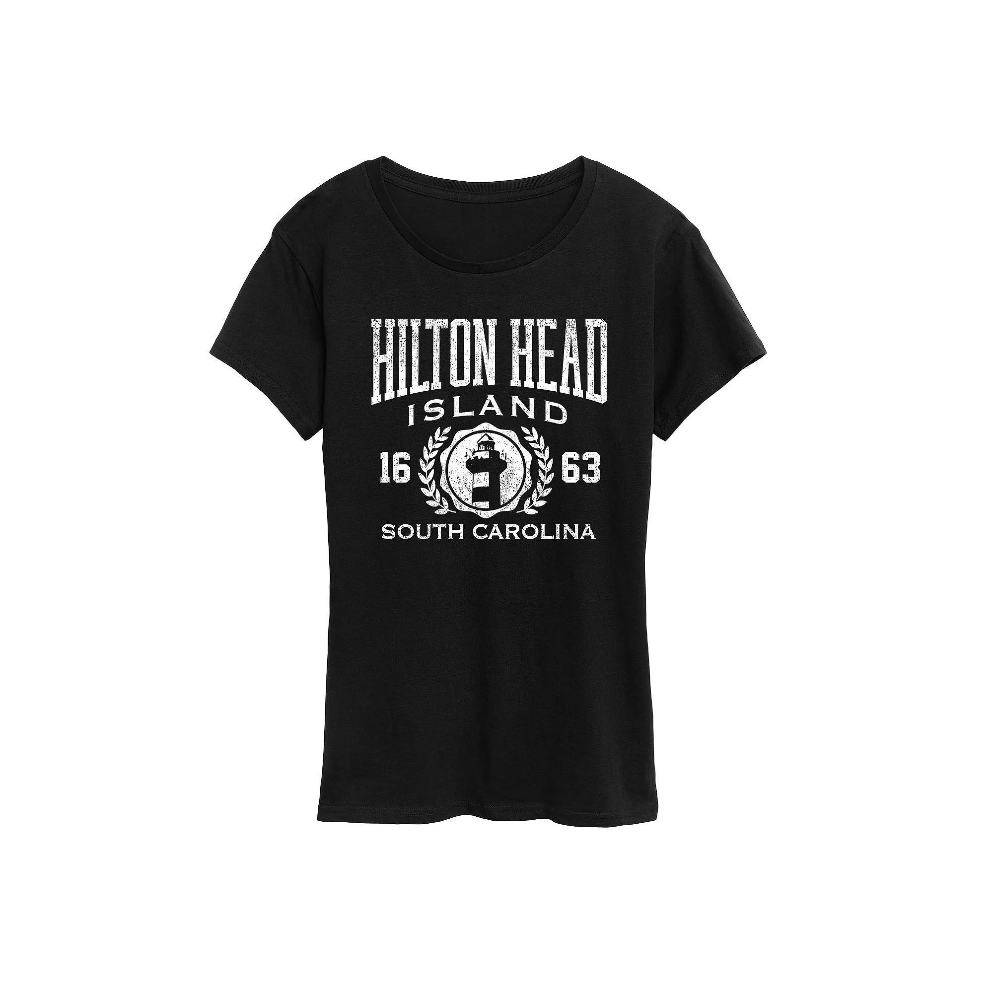 Womens Hilton Head Island Collegiate Graphic Tee Grey Blue Product Image