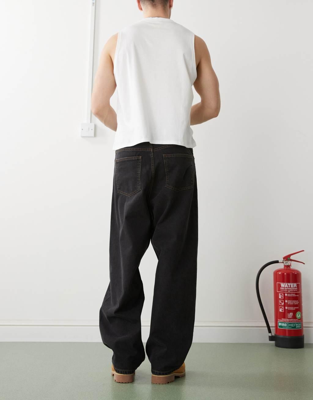 Dr Denim Kobe baggy fit jeans in dust washed black Product Image