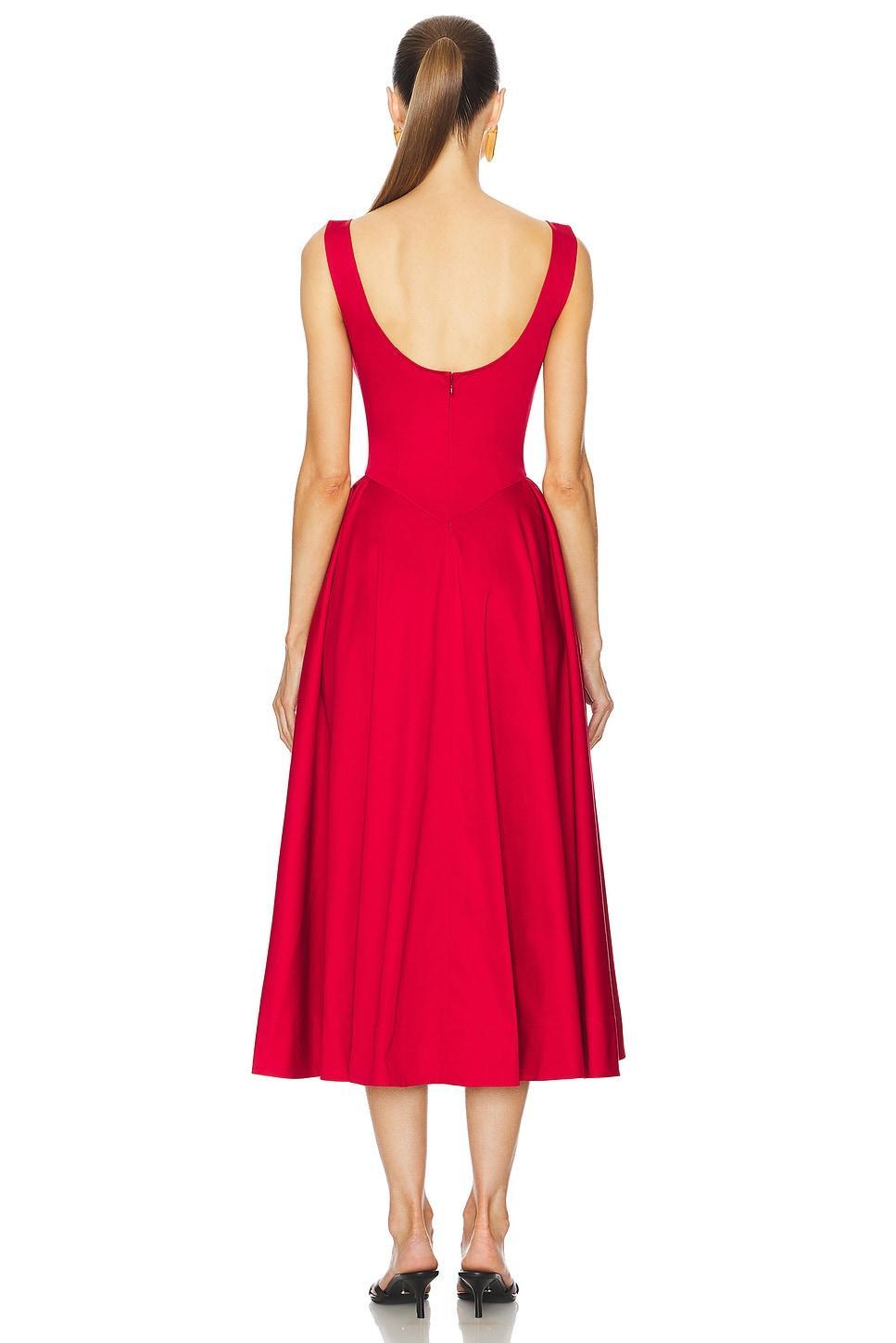 Stretch Cotton Sateen Midi Dress Helsa Product Image