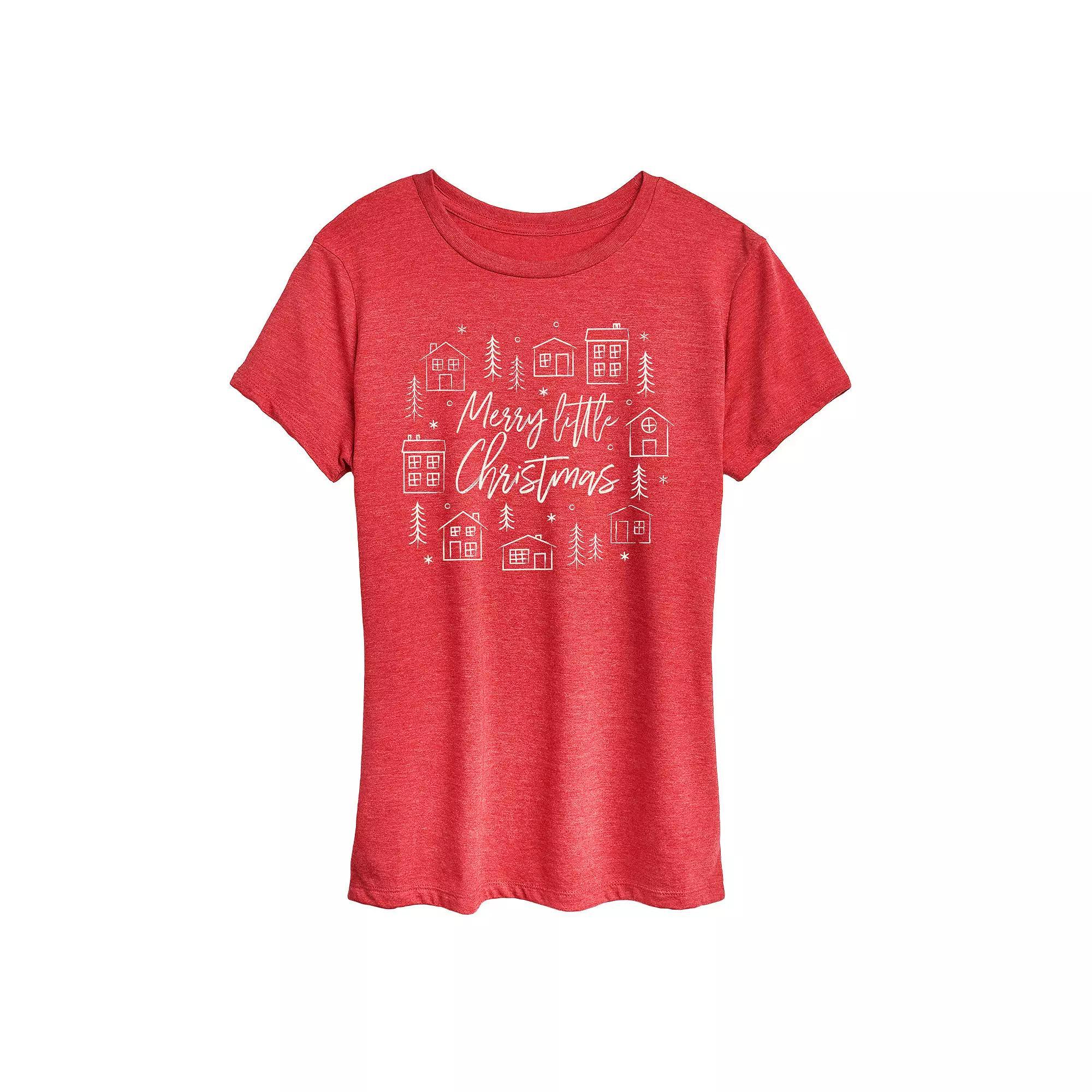 Women's Merry Little Christmas Graphic Tee, Size: Medium, Grey Green Product Image