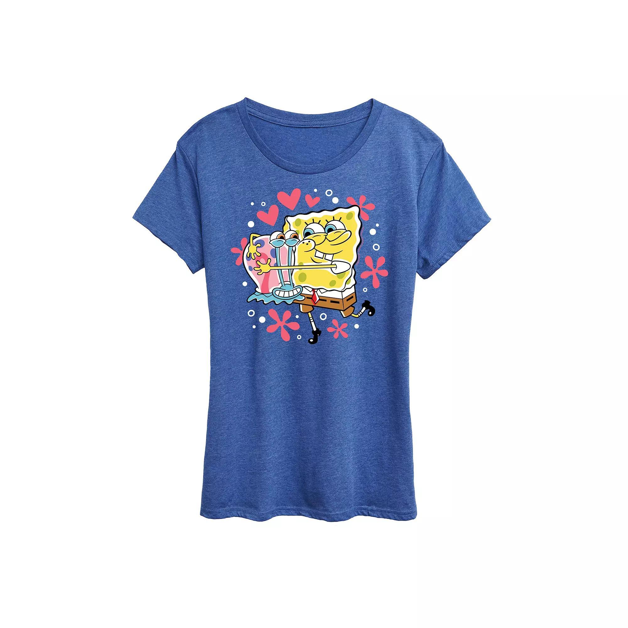 Womens Spongebob Squarepants Gary Hug Graphic Tee Grey Royal Blue Product Image