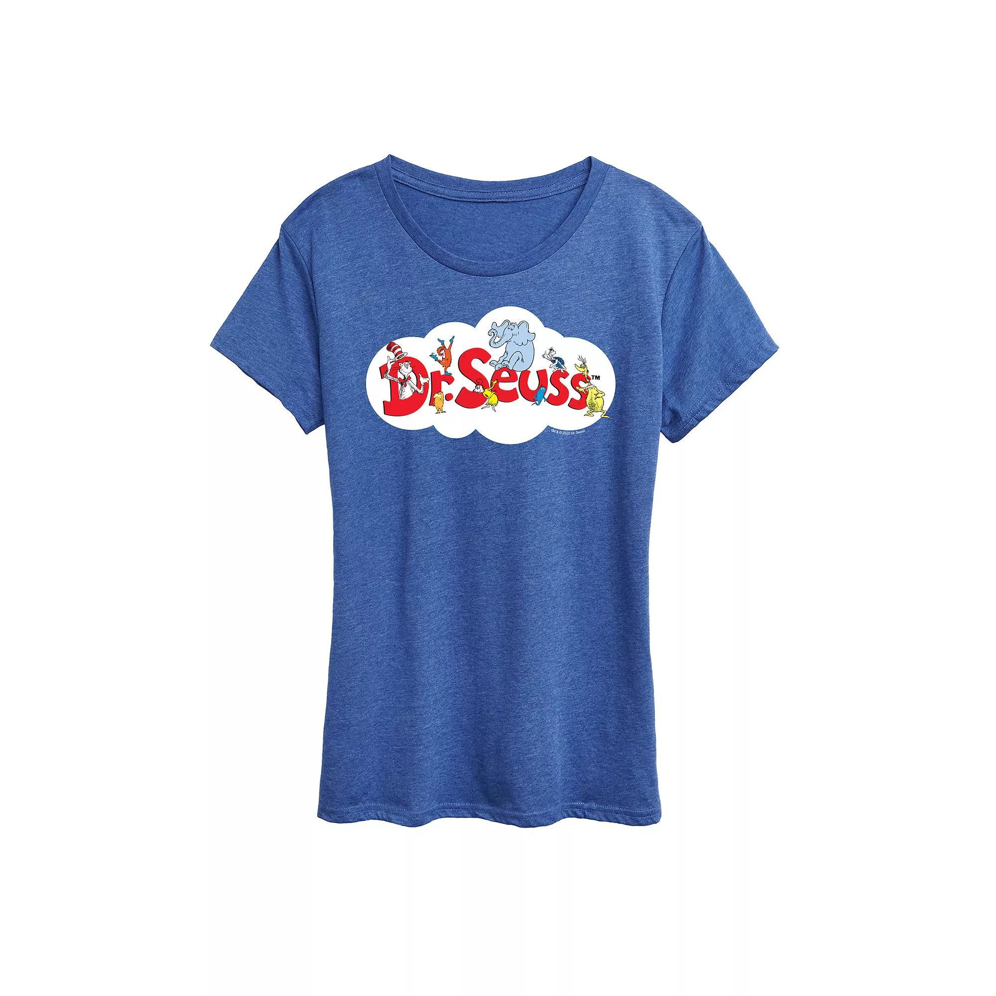 Women's Dr. Seuss Cloud Logo Graphic Tee, Size: XXL, Grey Royal Blue Product Image