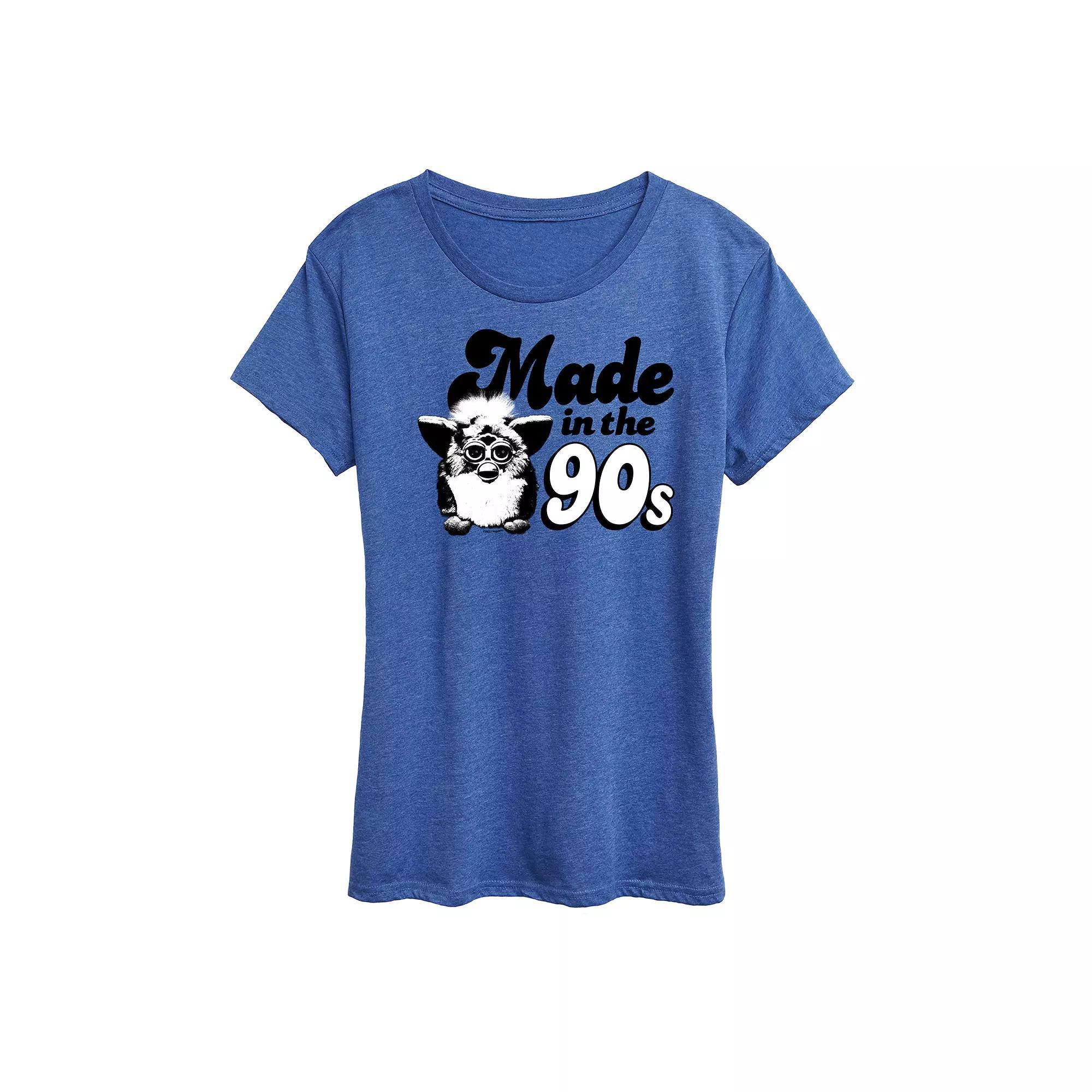 Womens Furby Made In The 90s Graphic Tee Grey Royal Blue Product Image