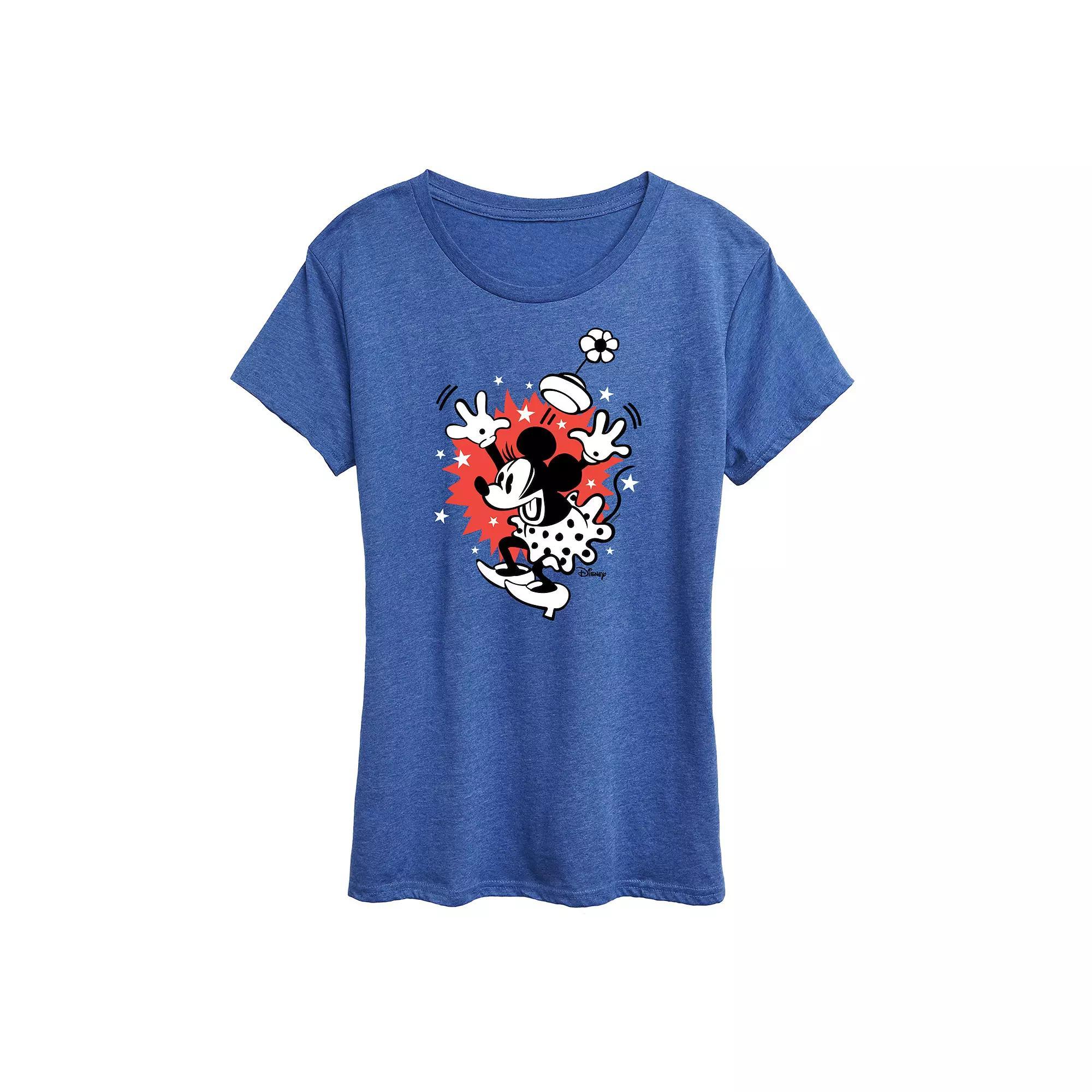 Disney's Minnie Mouse Surprise Graphic Tee, Women's, Size: XL, Grey Royal Blue Product Image