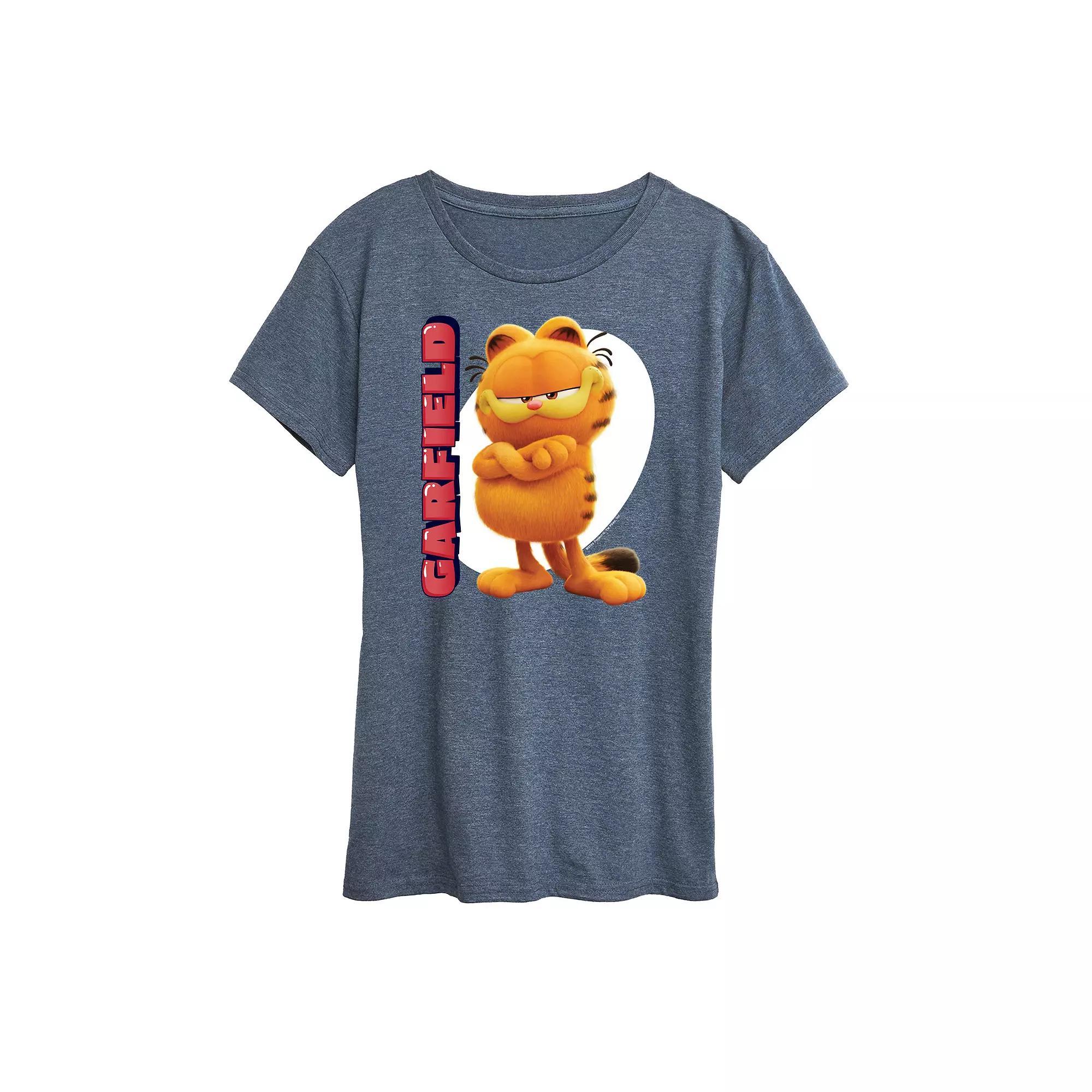 Womens The Garfield Movie Vertical Graphic Tee Grey Royal Blue Product Image