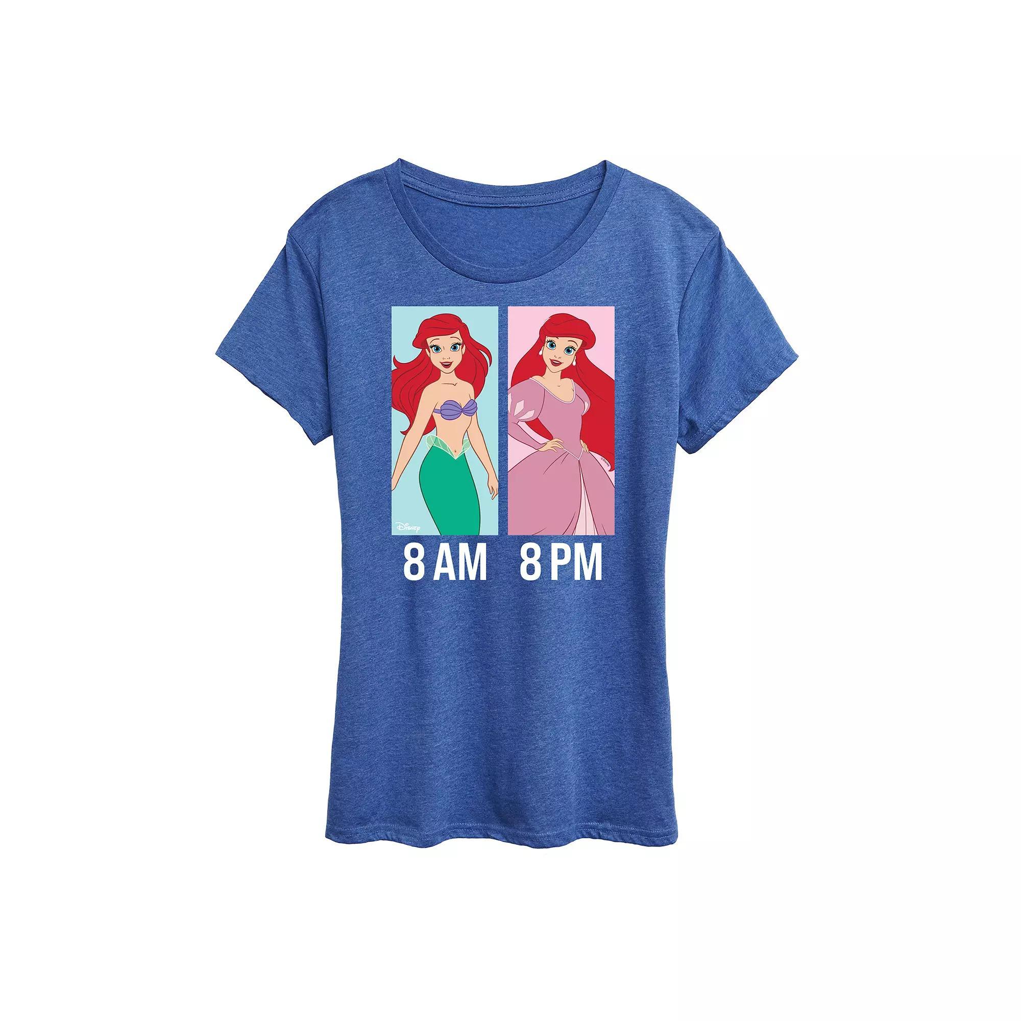 Disney Princess Ariel Womens AM to PM Graphic Tee Grey Royal Blue Product Image