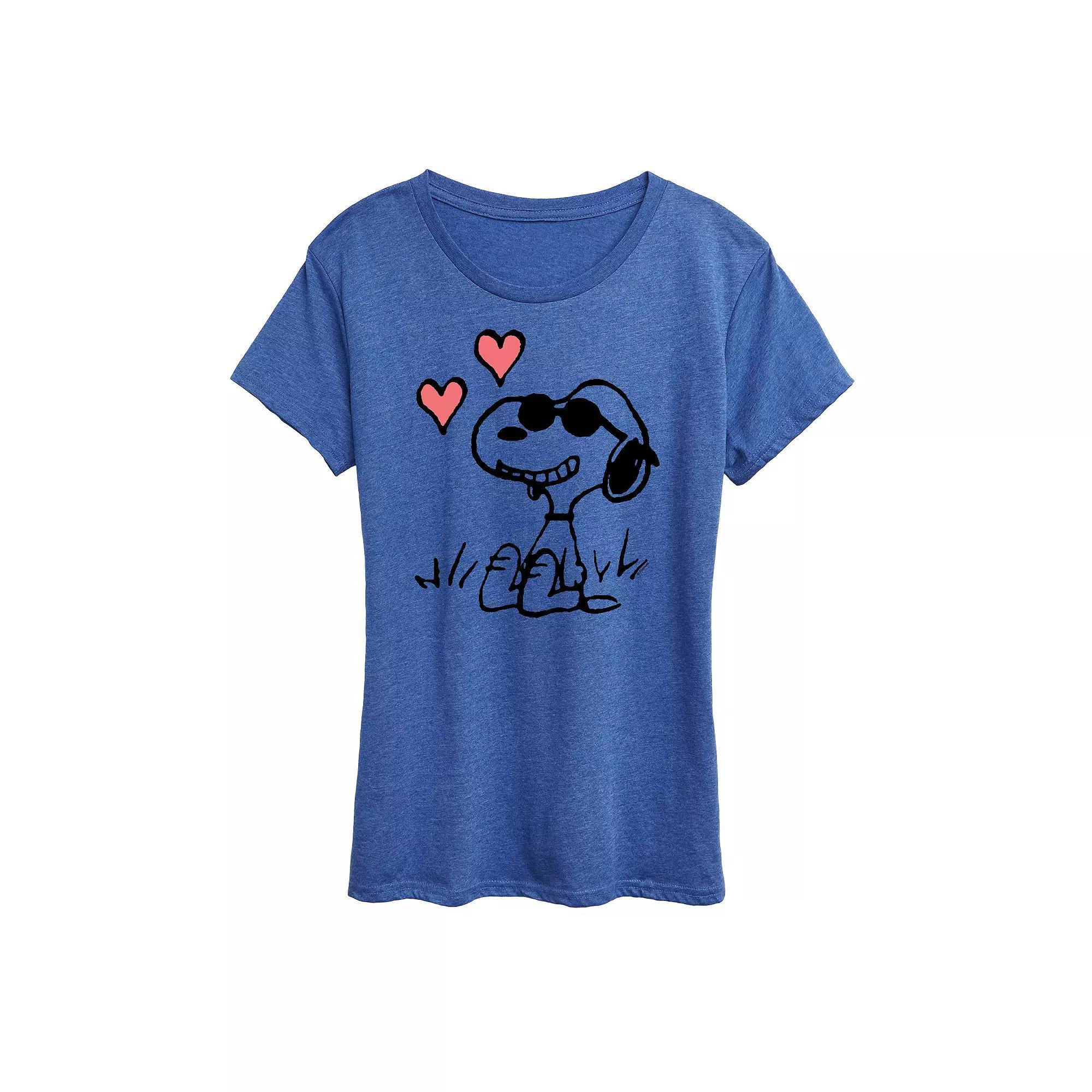 Womens Peanuts Snoopy Joe Cool Sitting Hearts Graphic Tee Product Image