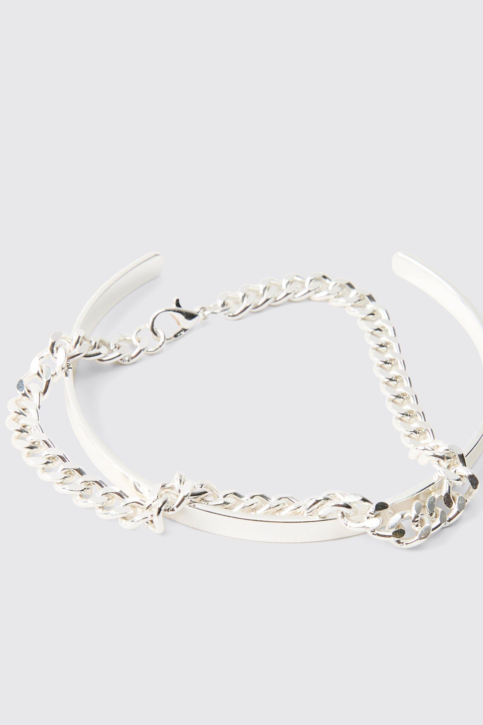 Cuff And Chain Bracelet | boohooMAN USA Product Image