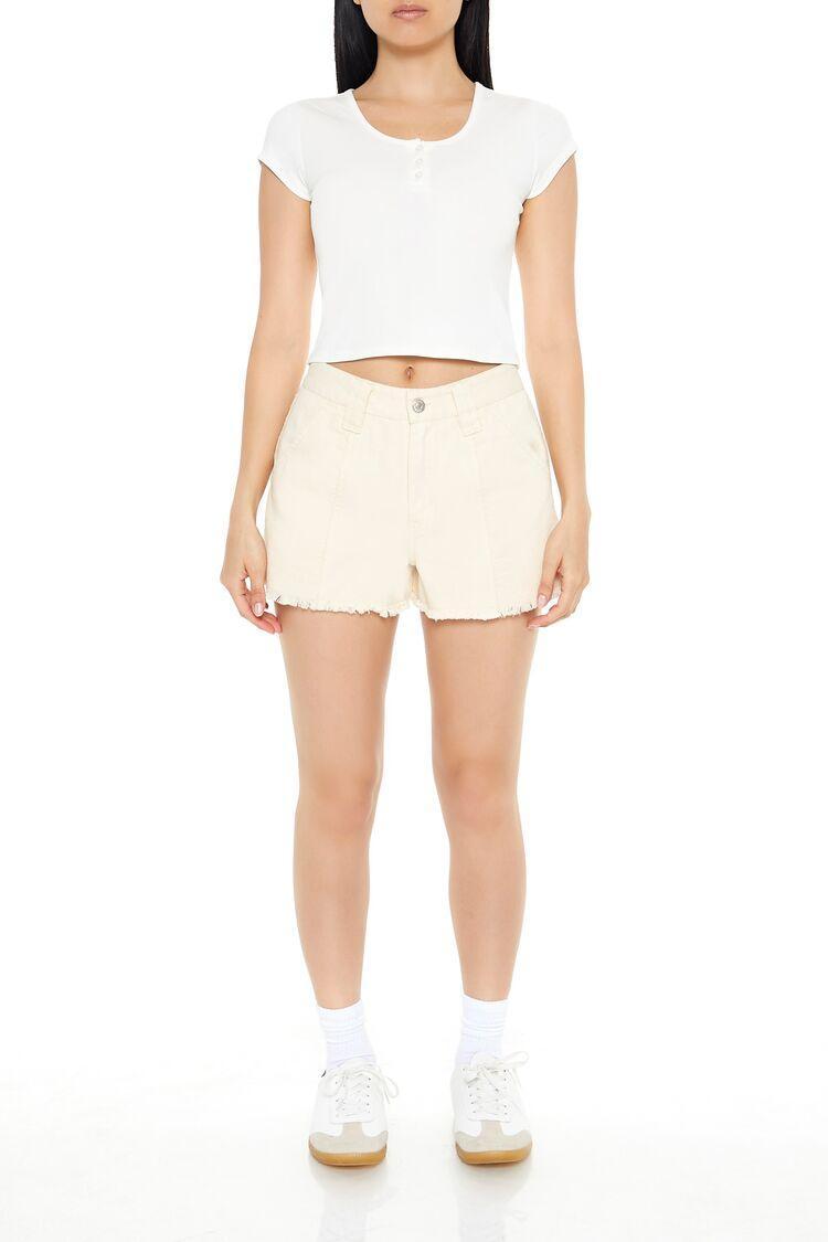 Frayed Mid-Rise Corduroy Shorts | Forever 21 Product Image