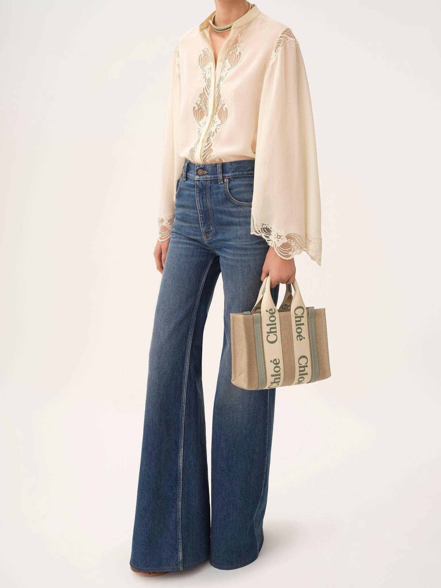 Small Woody tote bag in linen Product Image