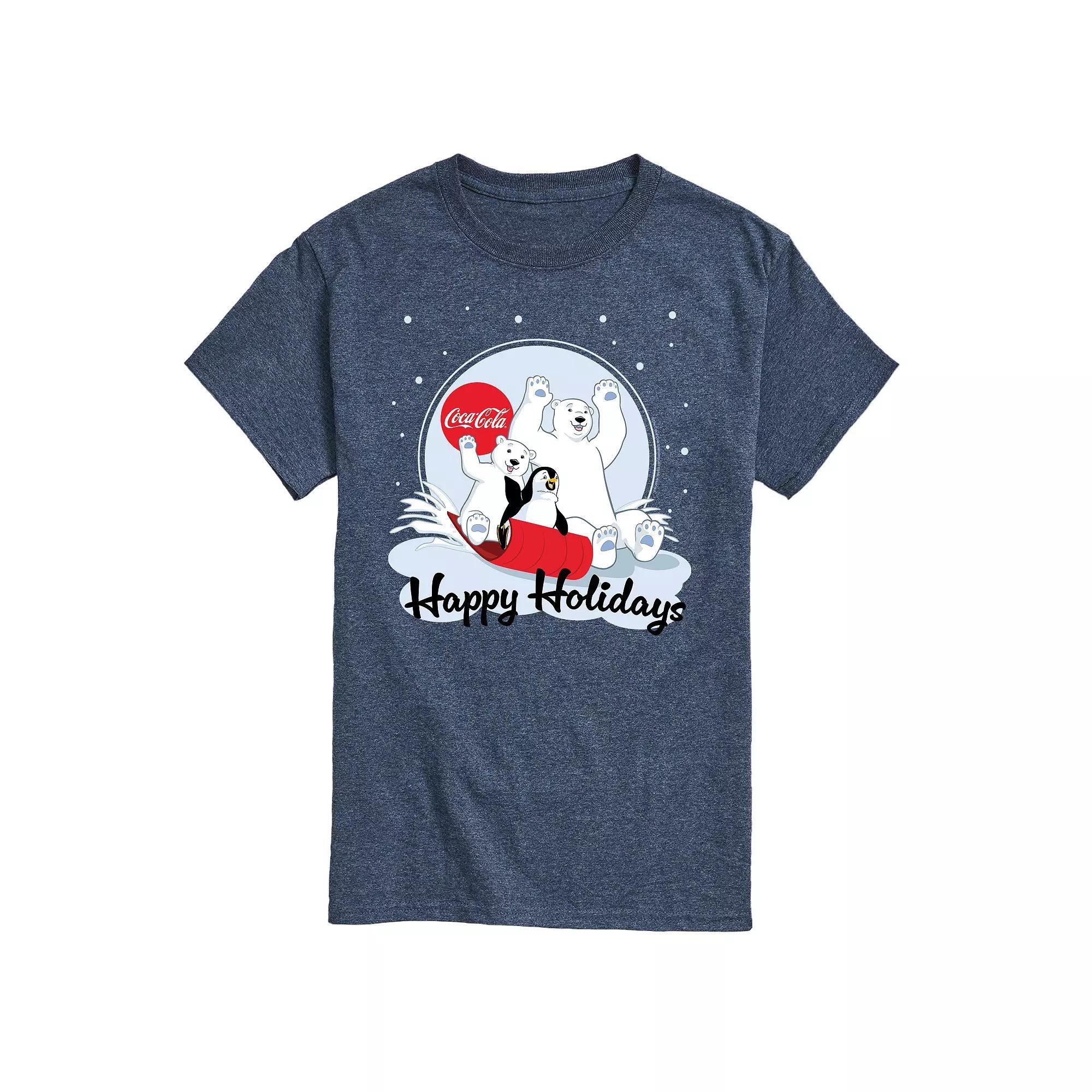 Men's CocaCola Happy Holiday Sled Tee, Size: Small, Blue Product Image