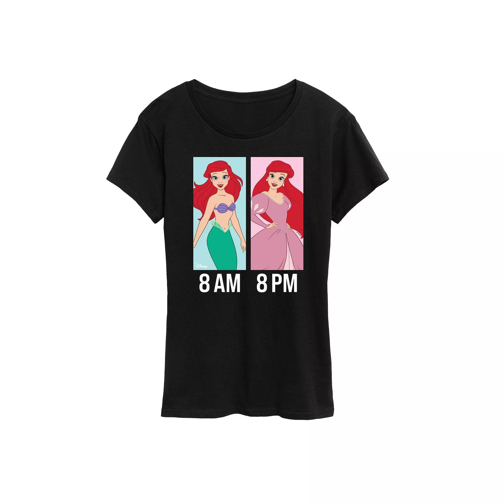 Disney Princess Ariel Womens AM to PM Graphic Tee Grey Royal Blue Product Image