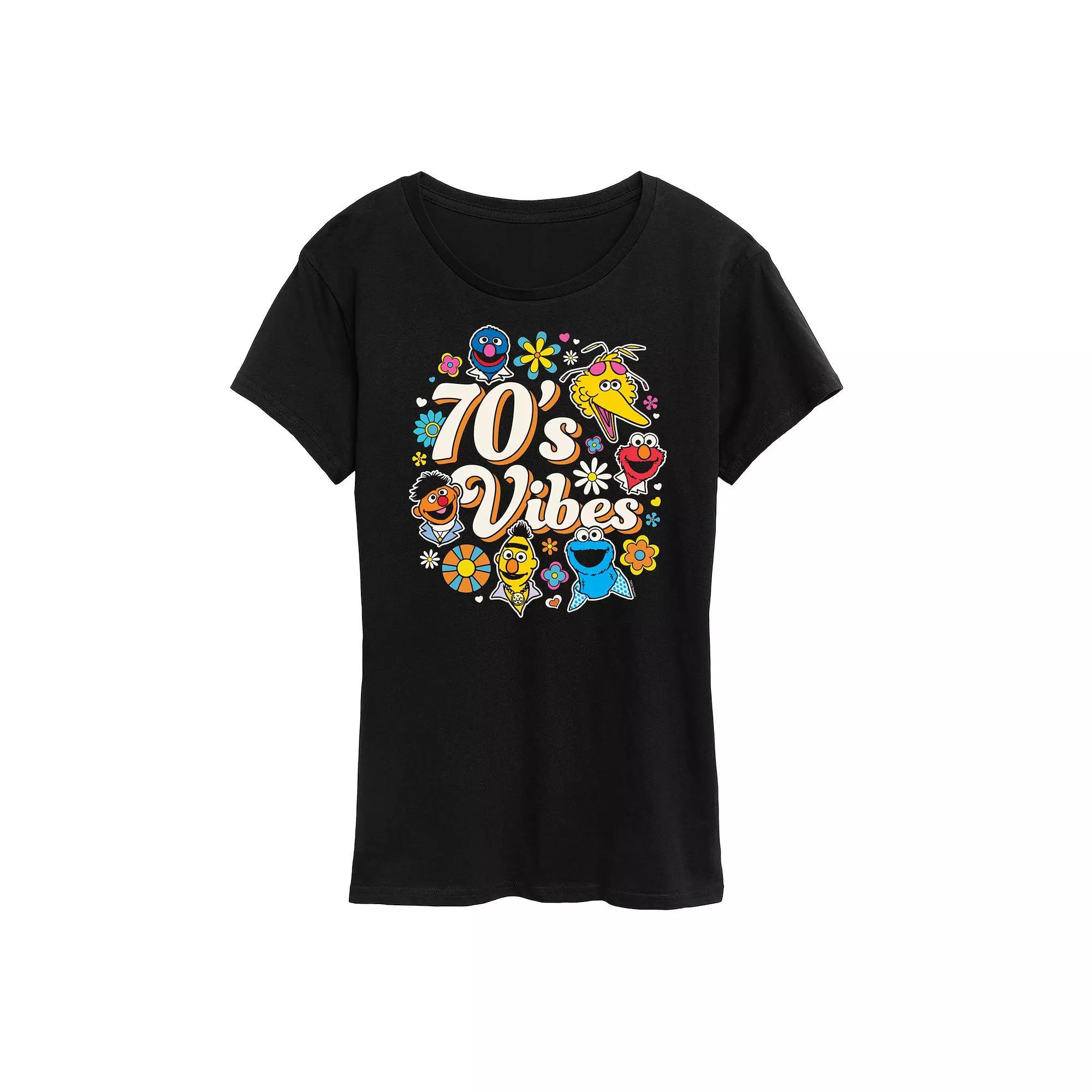 Womens Sesame Street 70s Vibes Graphic Tee Blue Product Image