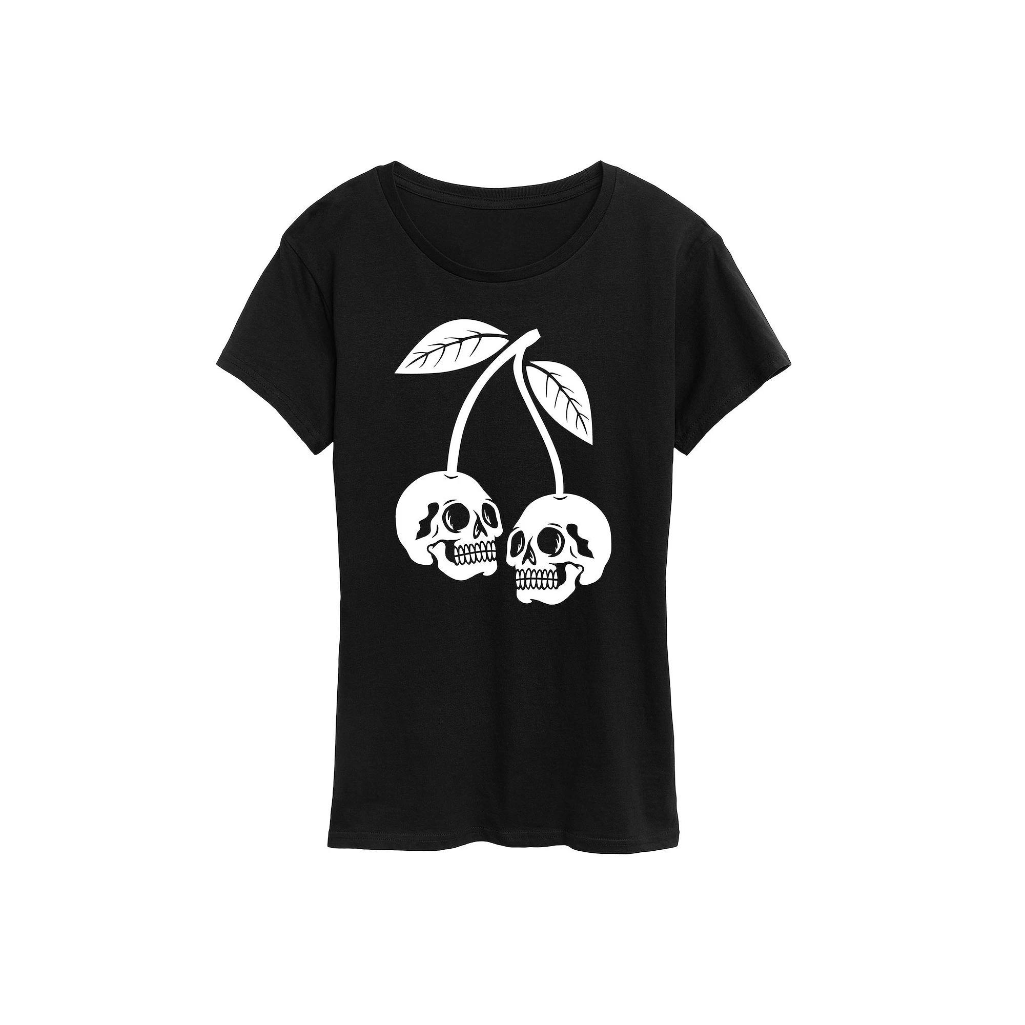 Womens Skull Cherries Graphic Tee Product Image