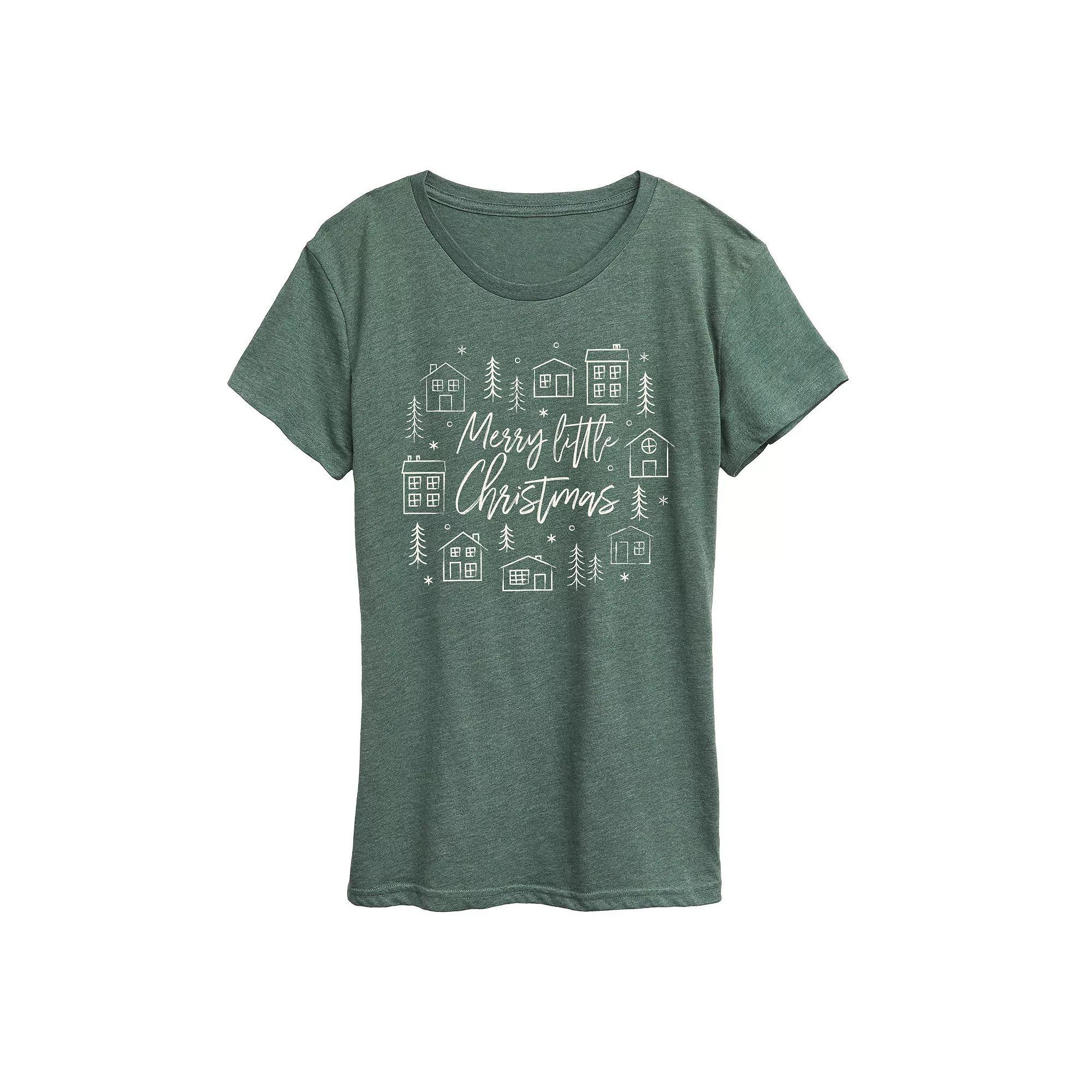 Women's Merry Little Christmas Graphic Tee, Size: Medium, Grey Green Product Image