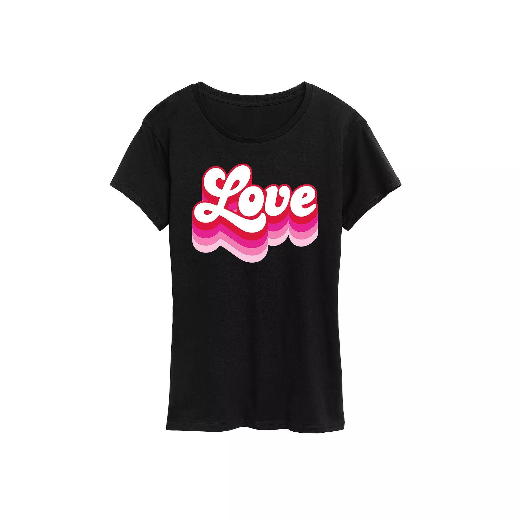 Womens Retro Love Graphic Tee Grey Gray Product Image