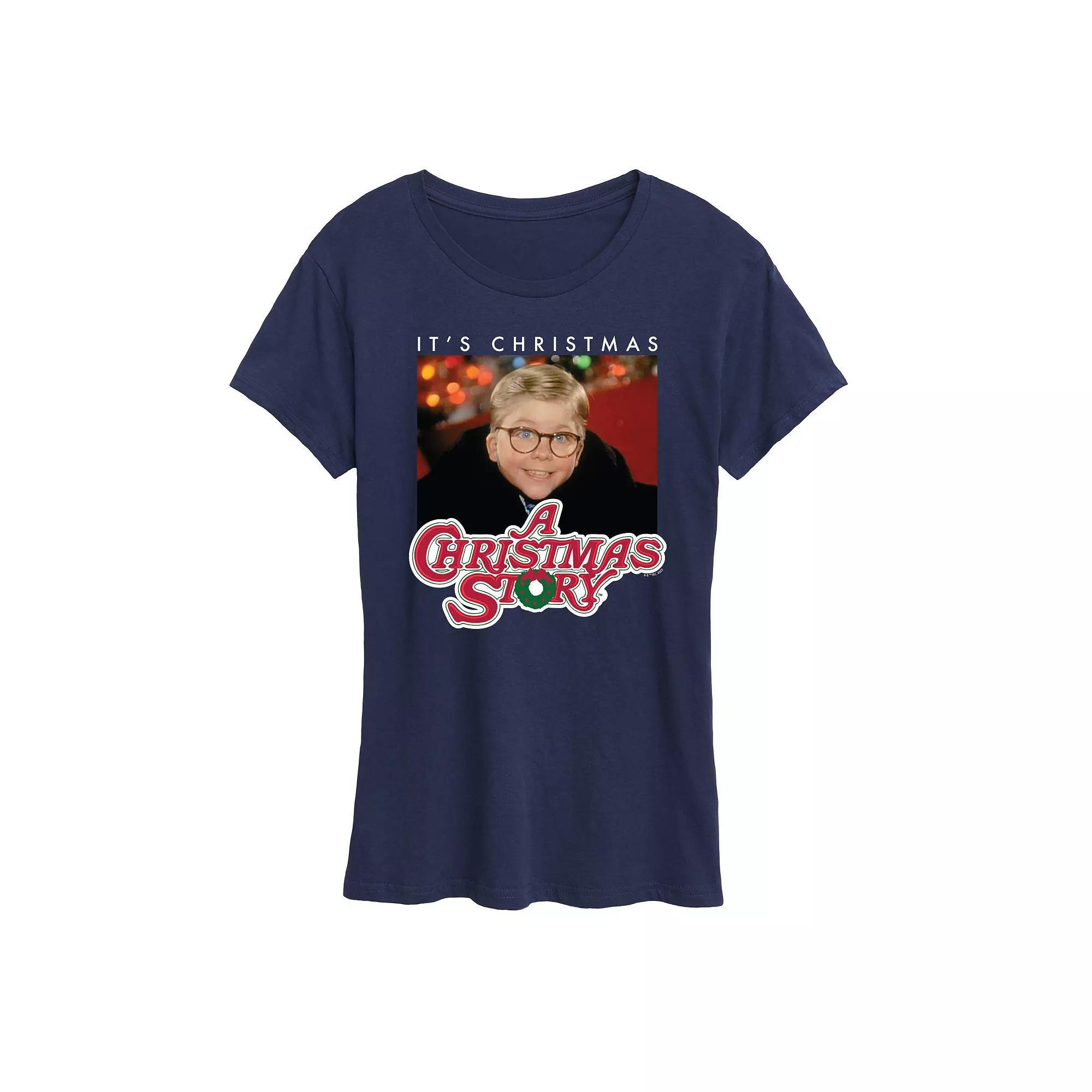 Womens A Christmas Story Its Christmas Ralph Graphic Tee, Girls Blue Product Image