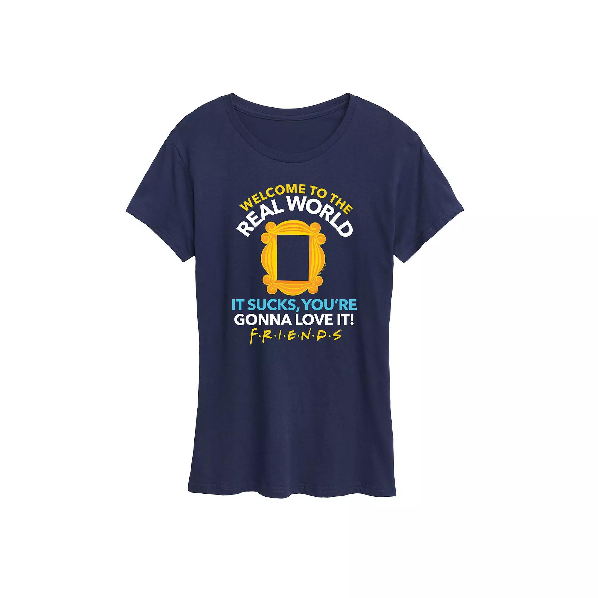 Womens Friends The Real World Graphic Tee, Girls Blue Product Image