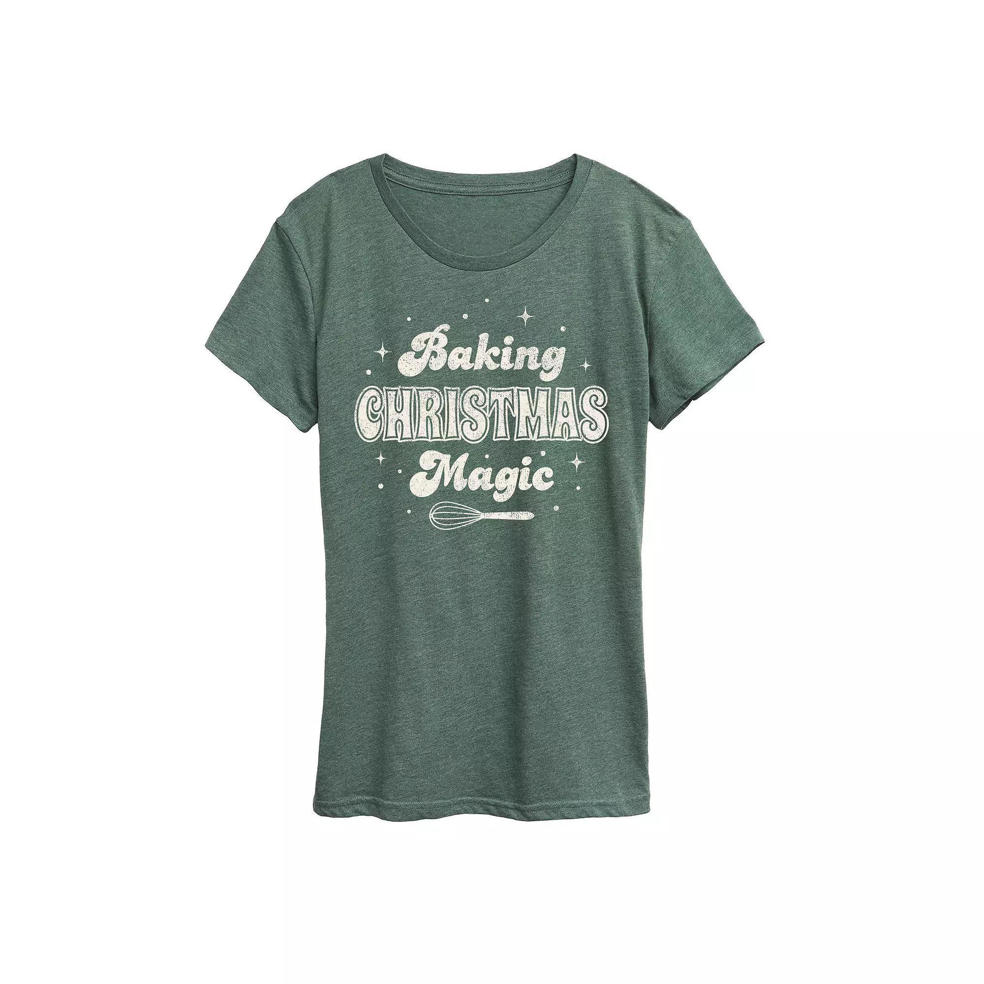 Women's Baking Christmas Magic Graphic Tee, Girl's, Size: XL, Grey Green Product Image