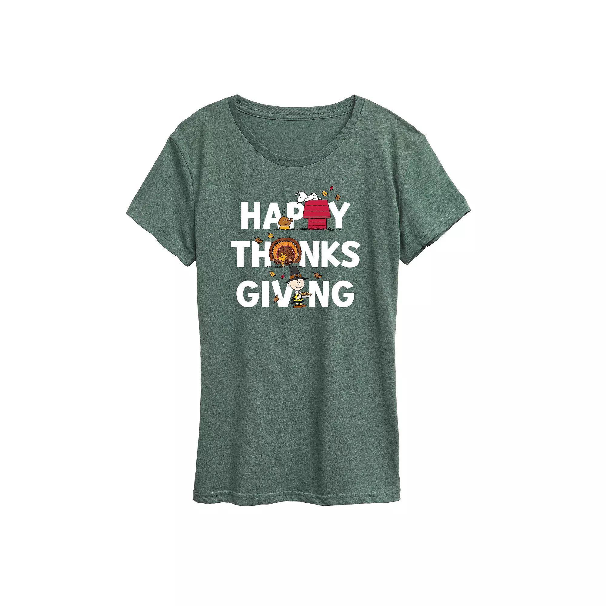 Womens Peanuts Woodstock Bird Watching Graphic Tee Grey Green Product Image